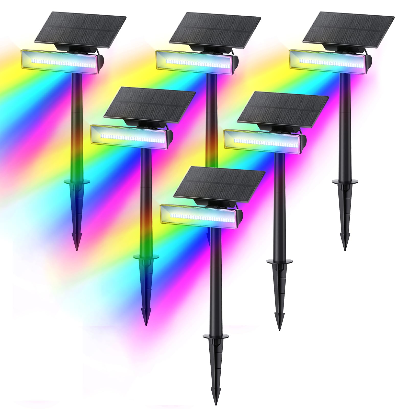 Consciot 54 Leds Solar Spot Lights, Multicolor, Waterproof Ip67, 6 Pack For Garden & Landscape