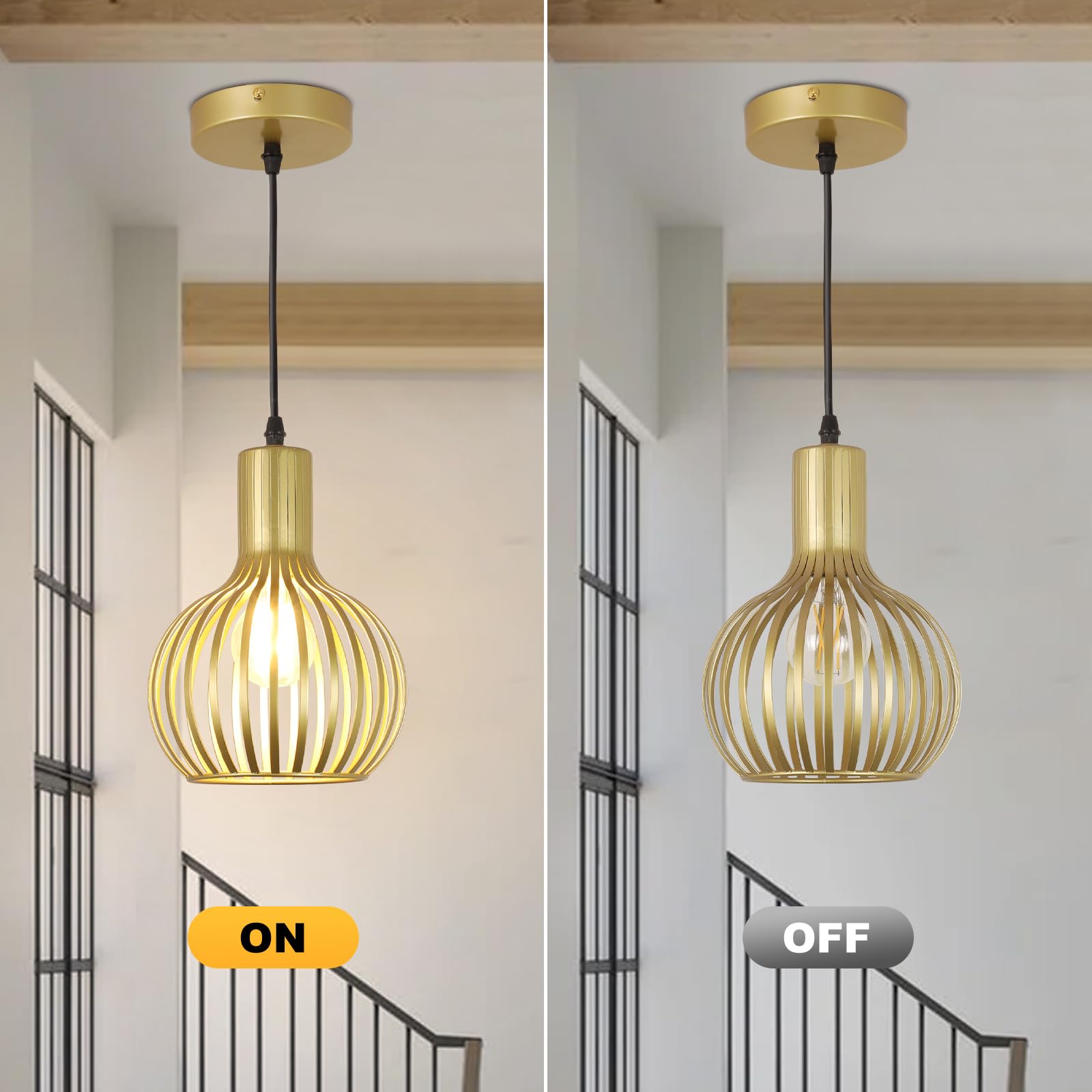 Dllt 2-Pack Gold Pendant Light Fixtures, Adjustable Pendant Lighting Over Sink, Farmhouse Metal Pendant Lights Kitchen Island, V