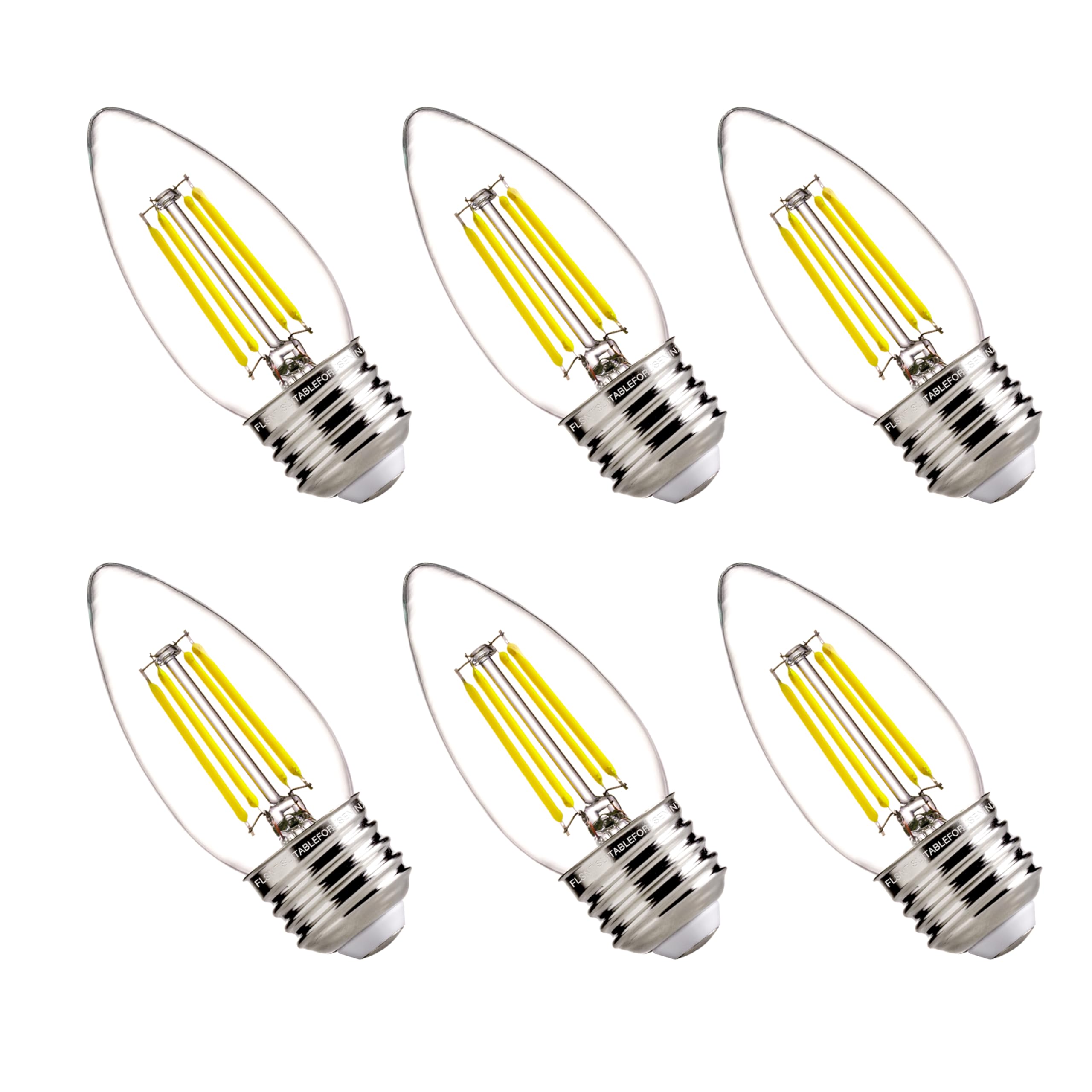 Flsnt Dimmable Led Candelabra Bulbs, 60W Equivalent Led Chandelier Light Bulbs, 5000K Daylight, E26 Base, 550Lm, 6 Pack