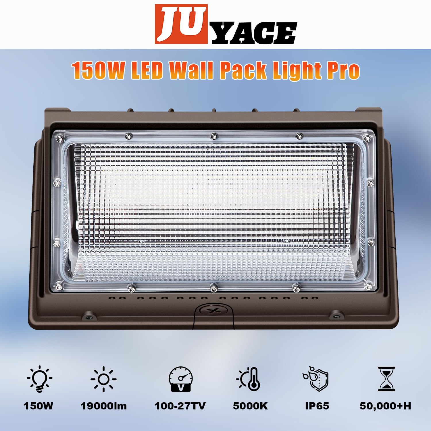 Juyace 150W LED Wall Light - Outdoor Flood Lighting, IP65 Waterproof, 4 Pack, 5000K, Brown, Model KU1802D