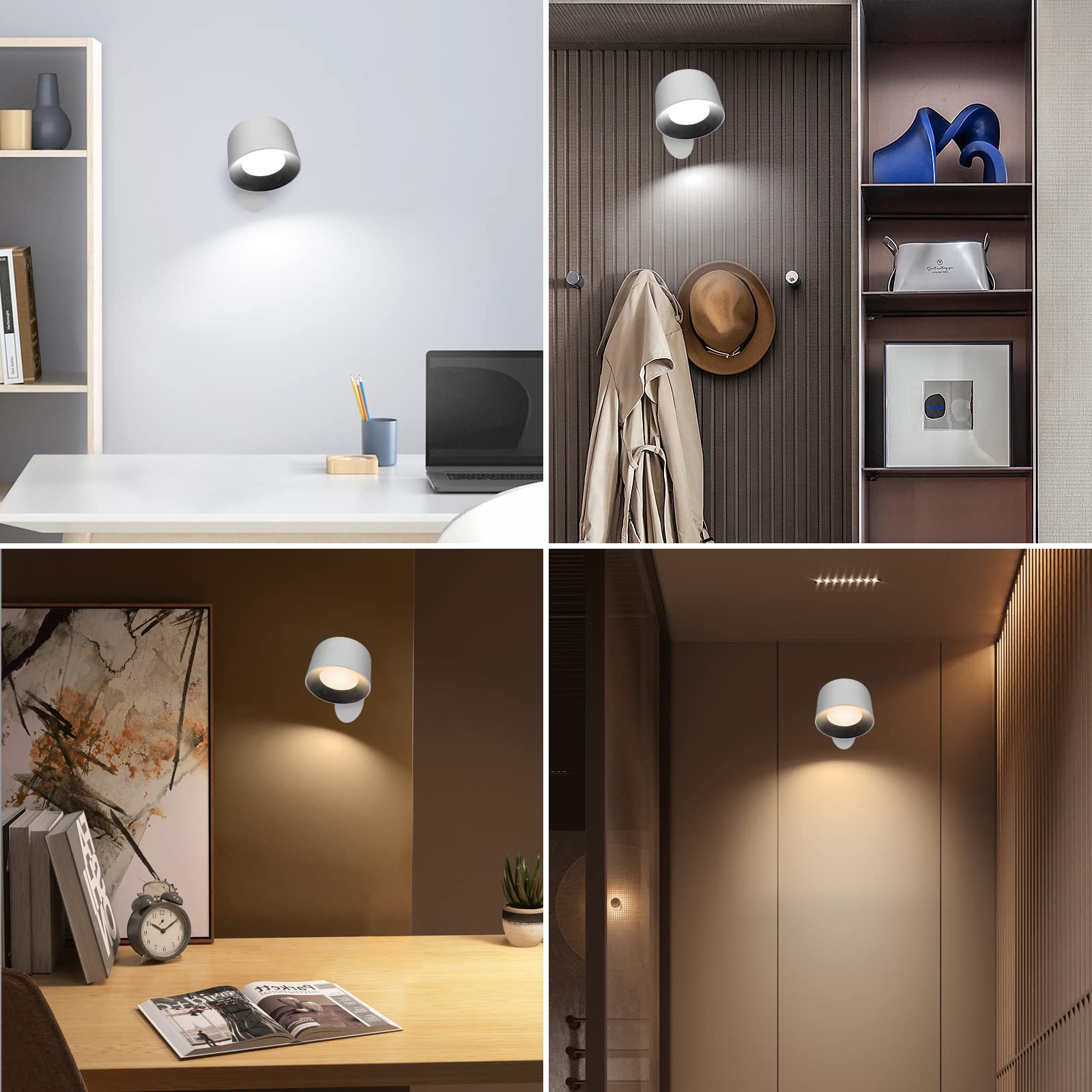 Amouhom LED Wall Sconce with Remote Touch Control Wall Mounted Night Light 5 Brightness Levels &7 Colors with 2500 mAh Battery 3