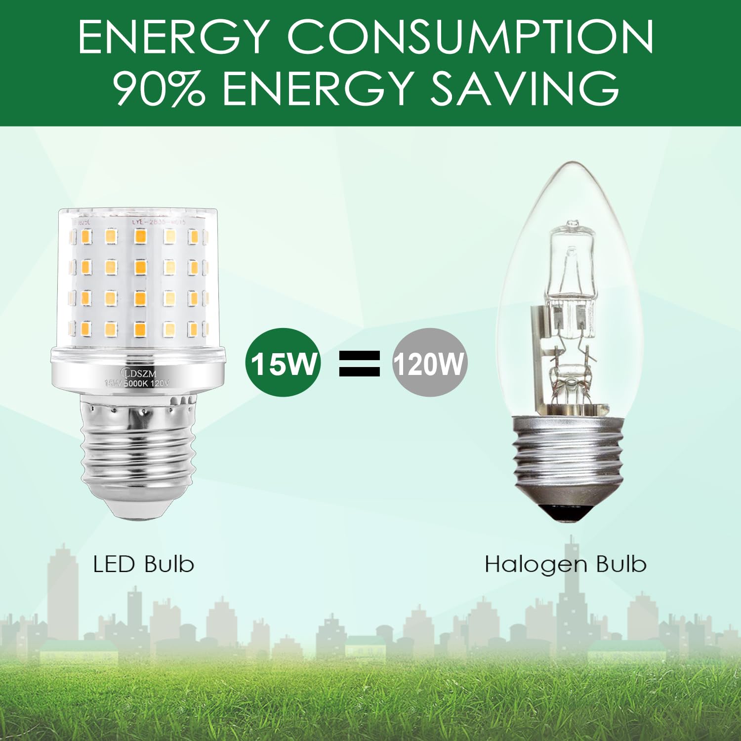 LDSZM LED Light Bulb A15/G45, 15W 1200lm, Daylight 5000K, E26/E27 Base, Non-Dimmable, Pack of