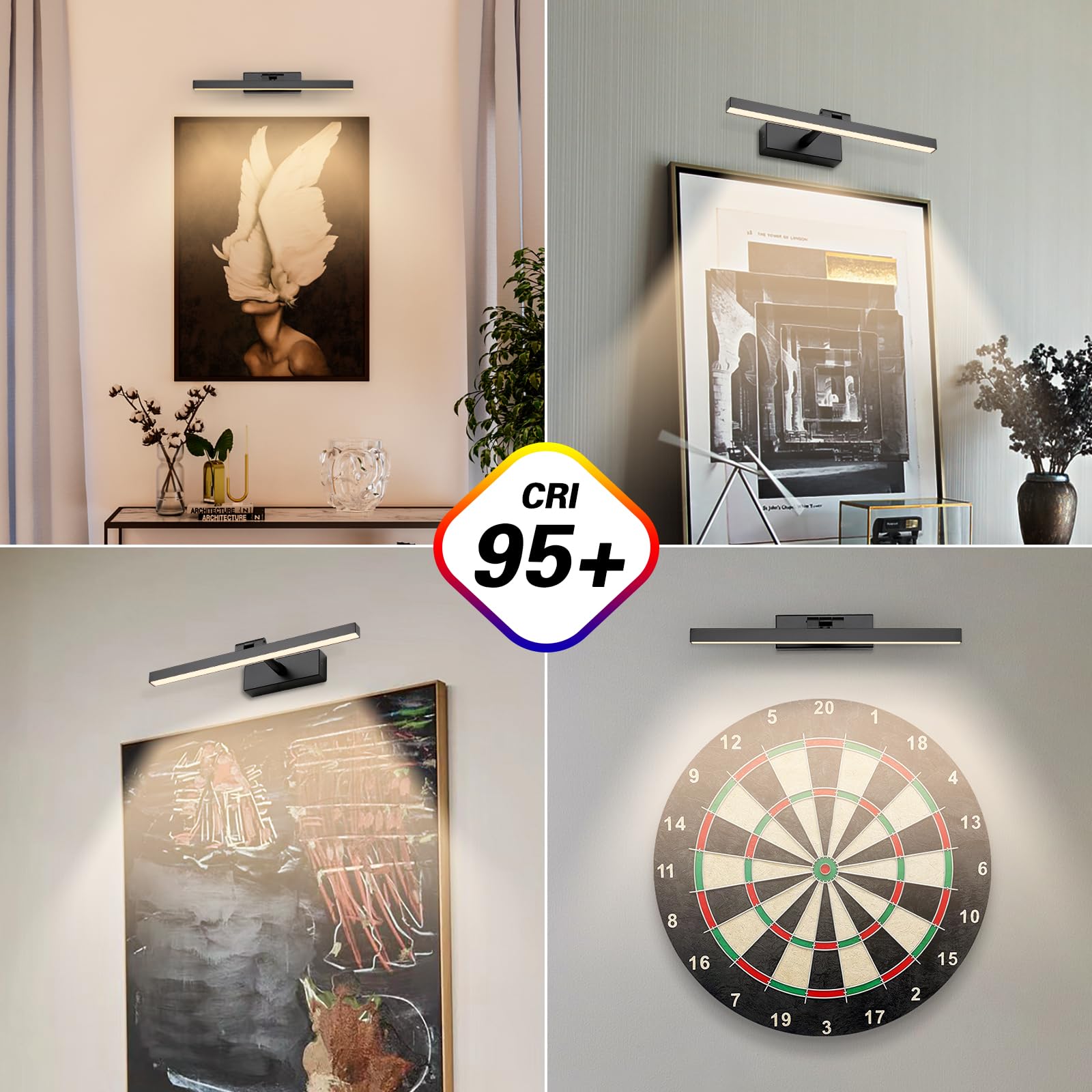 Joosenhouse Battery Operated Picture Light, Wireless Gallery Light with Remote Control, 23.23 Inch, Black, Model 7525