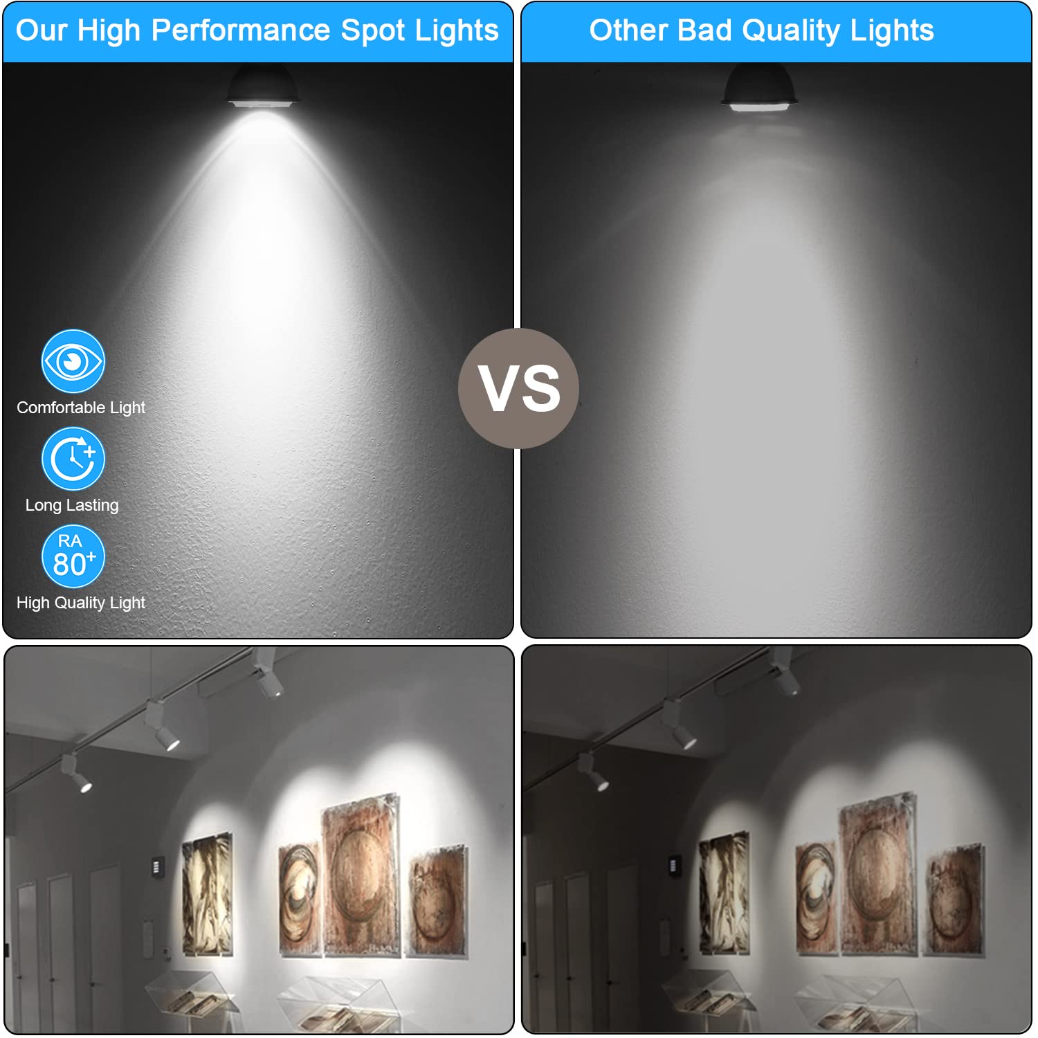 Mlambert 12 Pack Mr16 Led Bulbs 50W Halogen Equivalent,6000K Cool Whitee,5W Gu5.3 Mr16 12V Spotlight Bulb,Non-Dimmable,45 Beam A