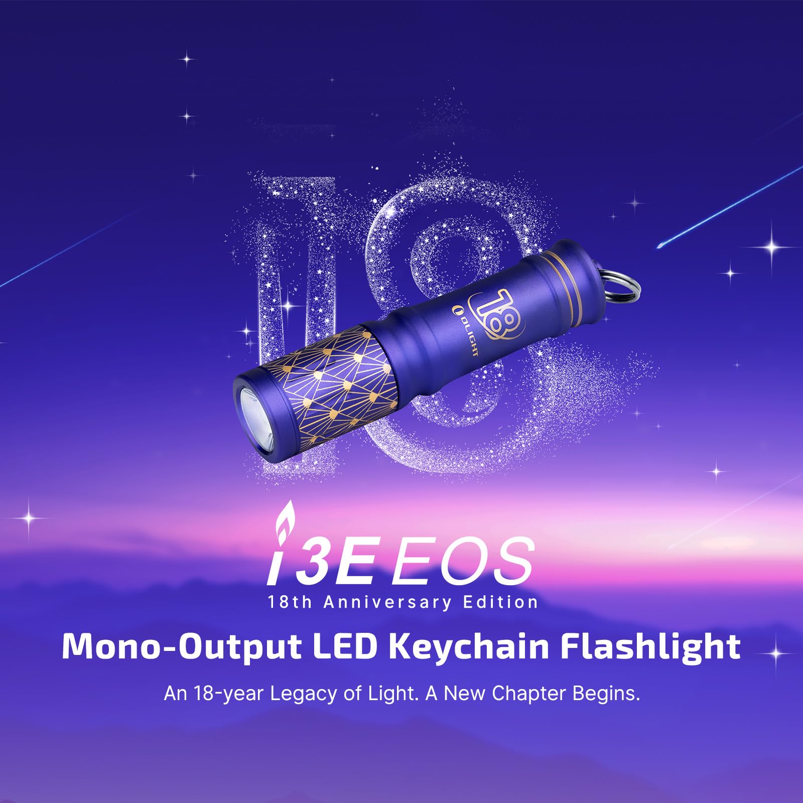 OLIGHT I3E EOS Keychain Flashlight - 90 Lumens, Aluminum, Waterproof, Purple Gold