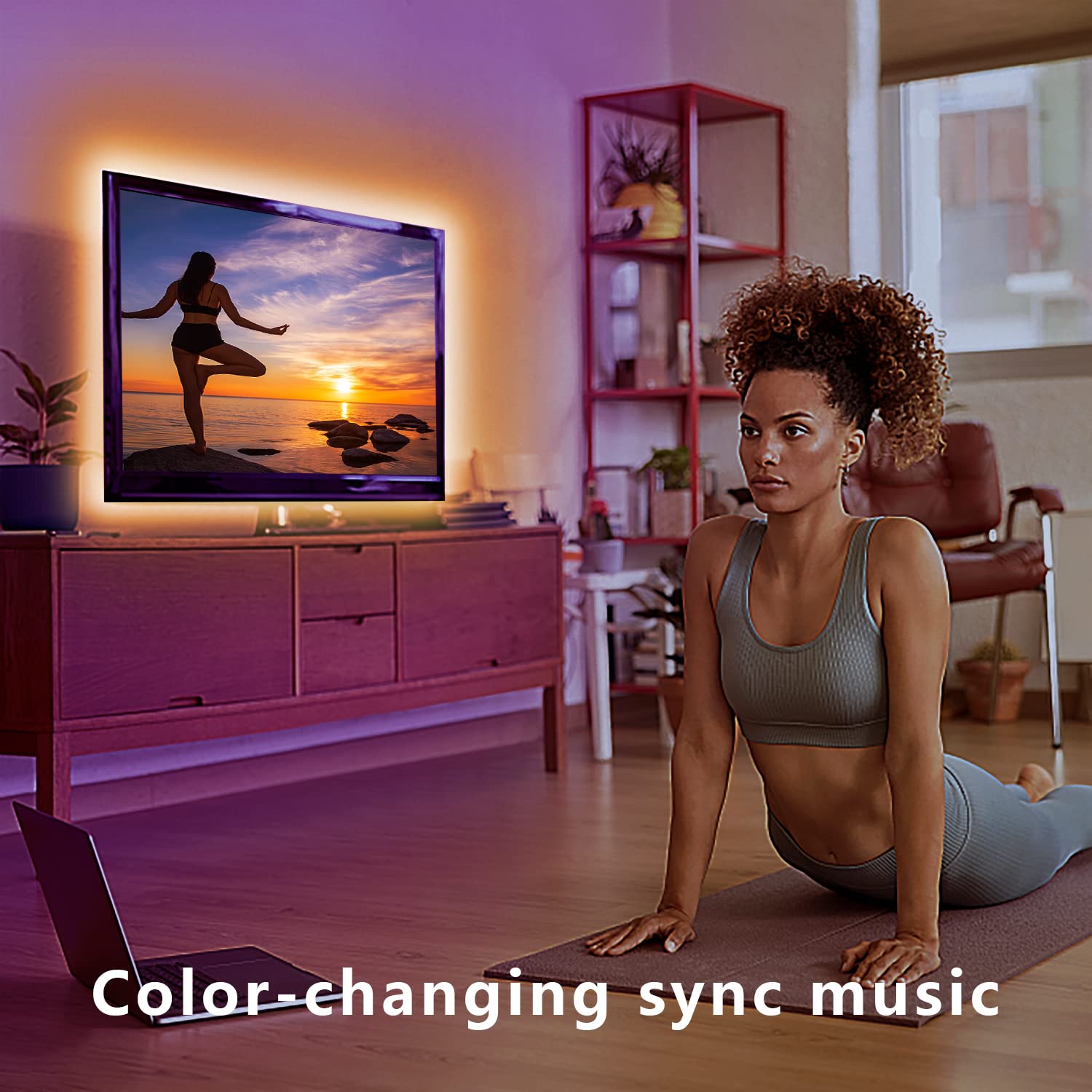 Dalattin LED Strip Lights for TV 55-65 Inch, 12.5FT, Multicolor, Model AB5050L38212US, Remote & Bluetooth Control, Music Sync