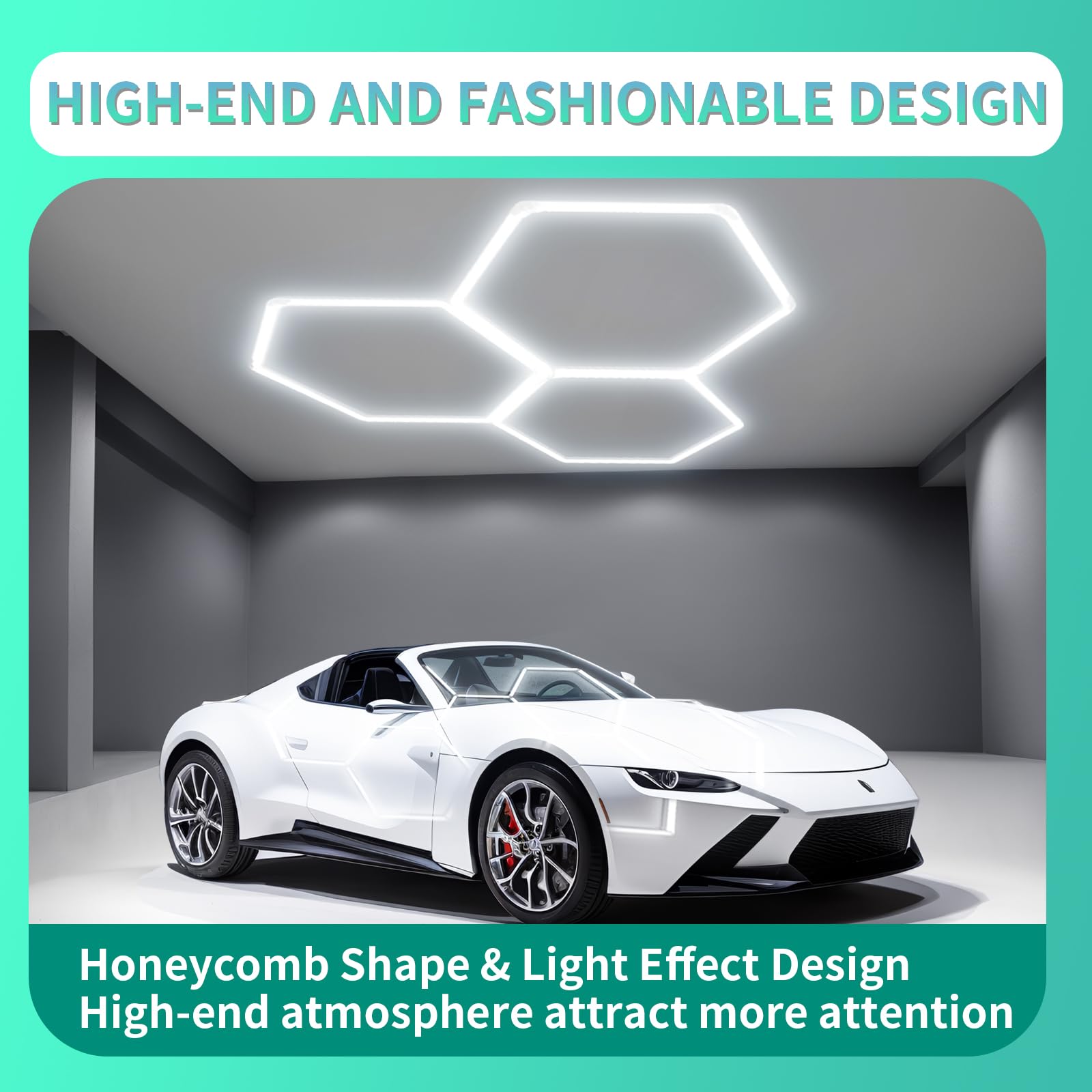 Faishilan Hexagon Lights: 16 Pack, 110W, 11,800 Lm, 6,500K High Brightness Hexagon Garage Led Lights 3 Grid For Garage, Shopping