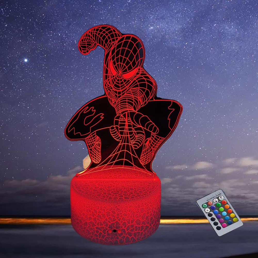 Hasdlga 3D Illusion LED Lamp,Night Light for Kids,16 Colors Changing Touch & Remote Control Superhero Christmas Gifts for Boys G
