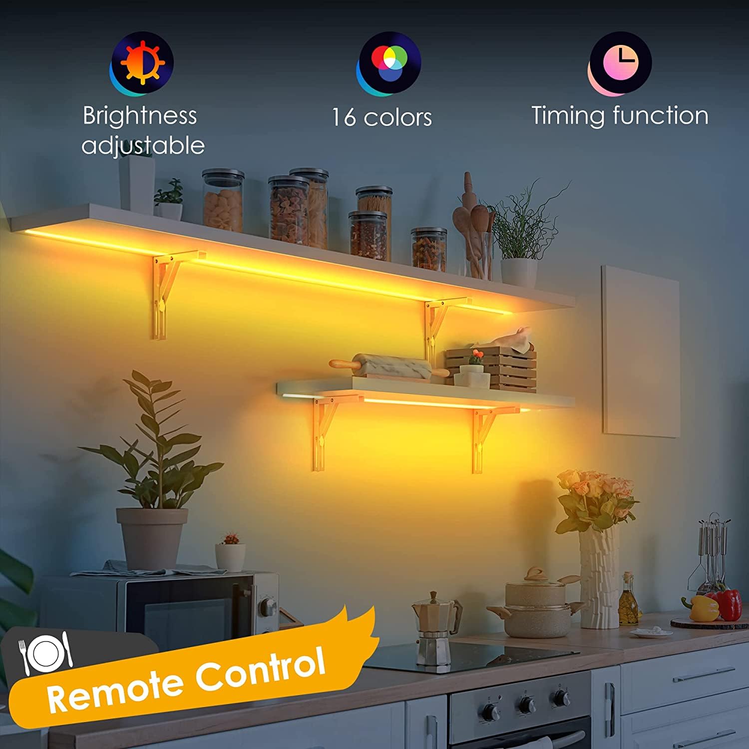 EJs SUPER CAR Battery Powered LED Strip Lights, Wireless RGB, 20 inch, 3 Pack