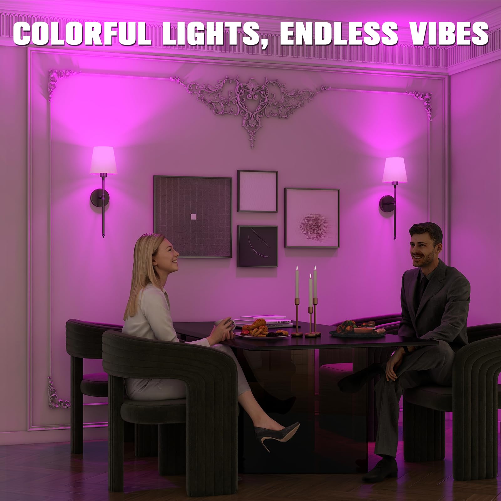 Jofios Wall Lights Battery Operated Wall Sconces Set Of 2,Black Wireless Wall Sconces With Remote,9 Colors Modes Rechargeable Wa