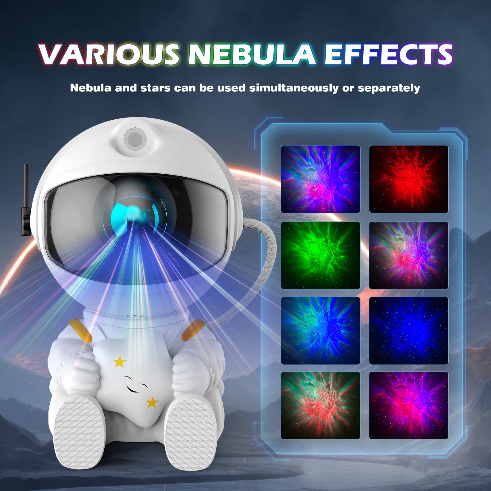 Astronaut Galaxy Projector, Star Projector Galaxy Light, Night Light for Kids, Nebula Ceiling LED Lamp, Room Decor, with Timer a