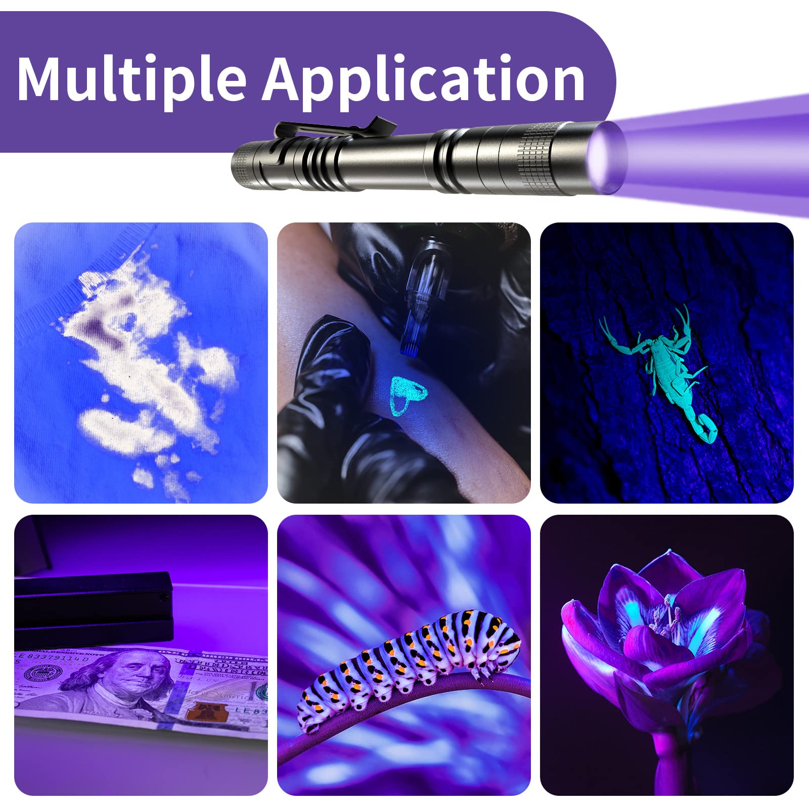 COSOOS UV Black Light Flashlight, 395nm Mini Pen Light, Waterproof, 1 Pack, Ideal for Leak Detection, Pet Urine, Scorpions, Bed Bugs
