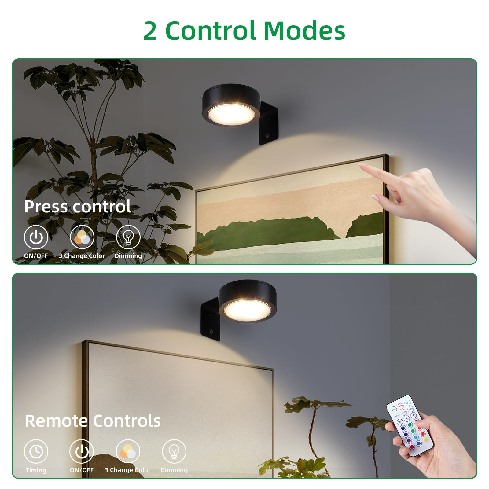 Ovyiech 4 Pack Wireless Picture Lights For Wall,Rechargeable Picture Light Battery Operated With Remote,Led Painting Light For A