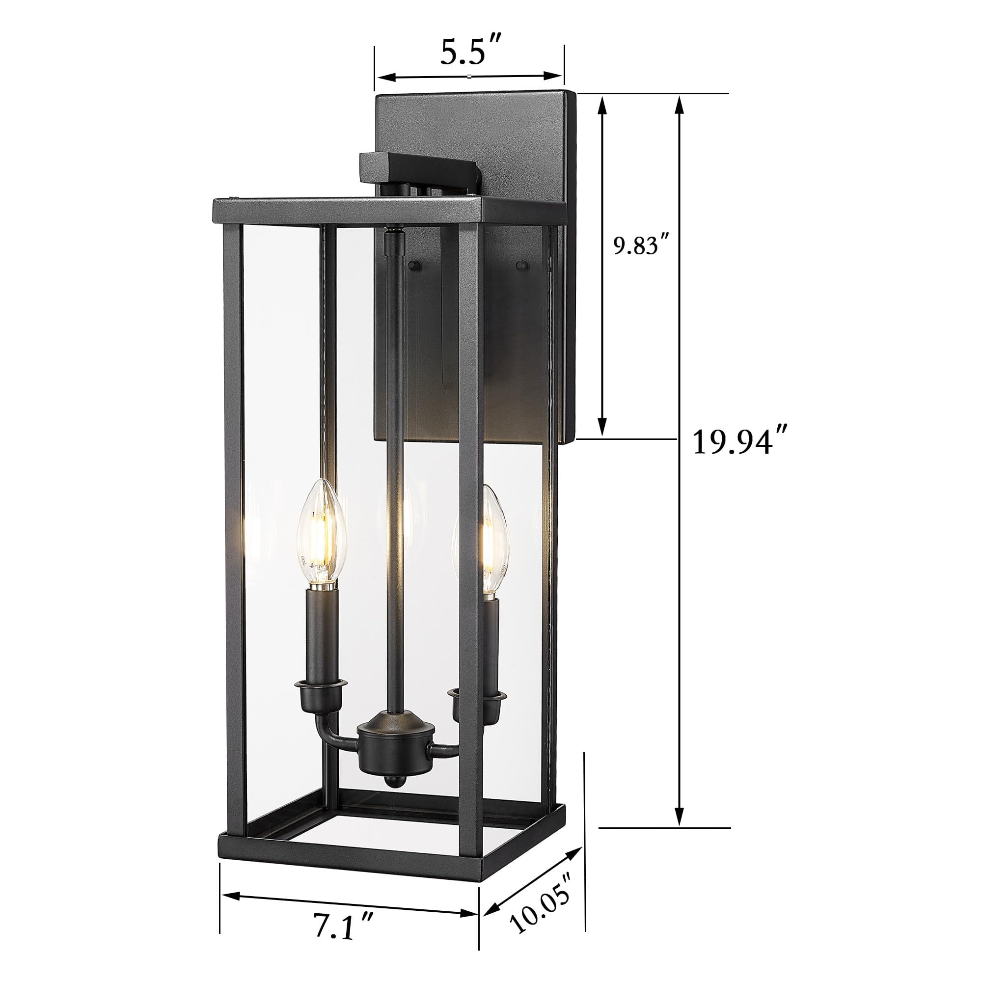 Bestshared Outdoor Wall Light Sconce, 20" Black Metal, Weather Resistant, Hardwired for Porch/Patio, Model 4176, 1 Pack