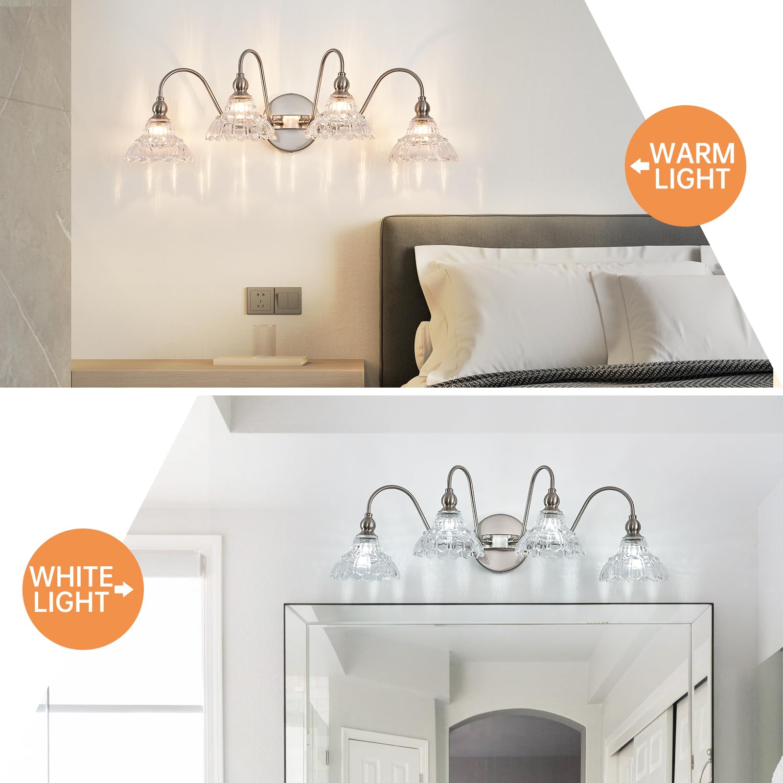Tlolgt Brushed Nickel Bathroom Vanity Lights Vintage Vanity Lighting Fixtures Pciture Light For Bathroom Bedroom Hallway Living Room