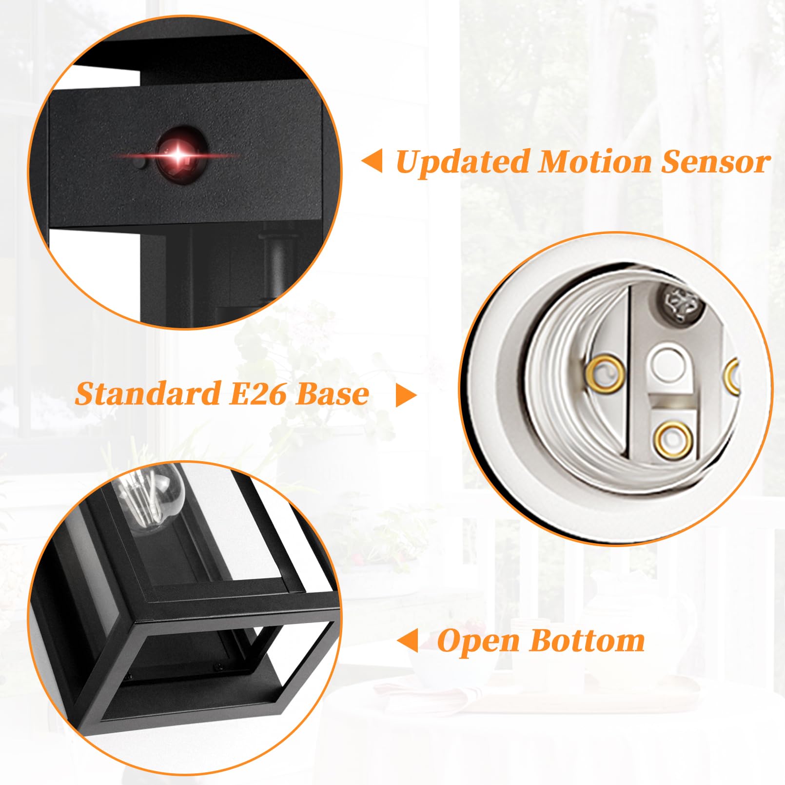 Slypadan 15 Motion Sensor Outdoor Wall Lights  2 Pack Large Dusk To Dawn Outdoor Lights  3 Lighting Modes Waterproof Anti-Rust Wall Sconces  Exterior Lighting Fixtures For Front Door  Porch  Garage
