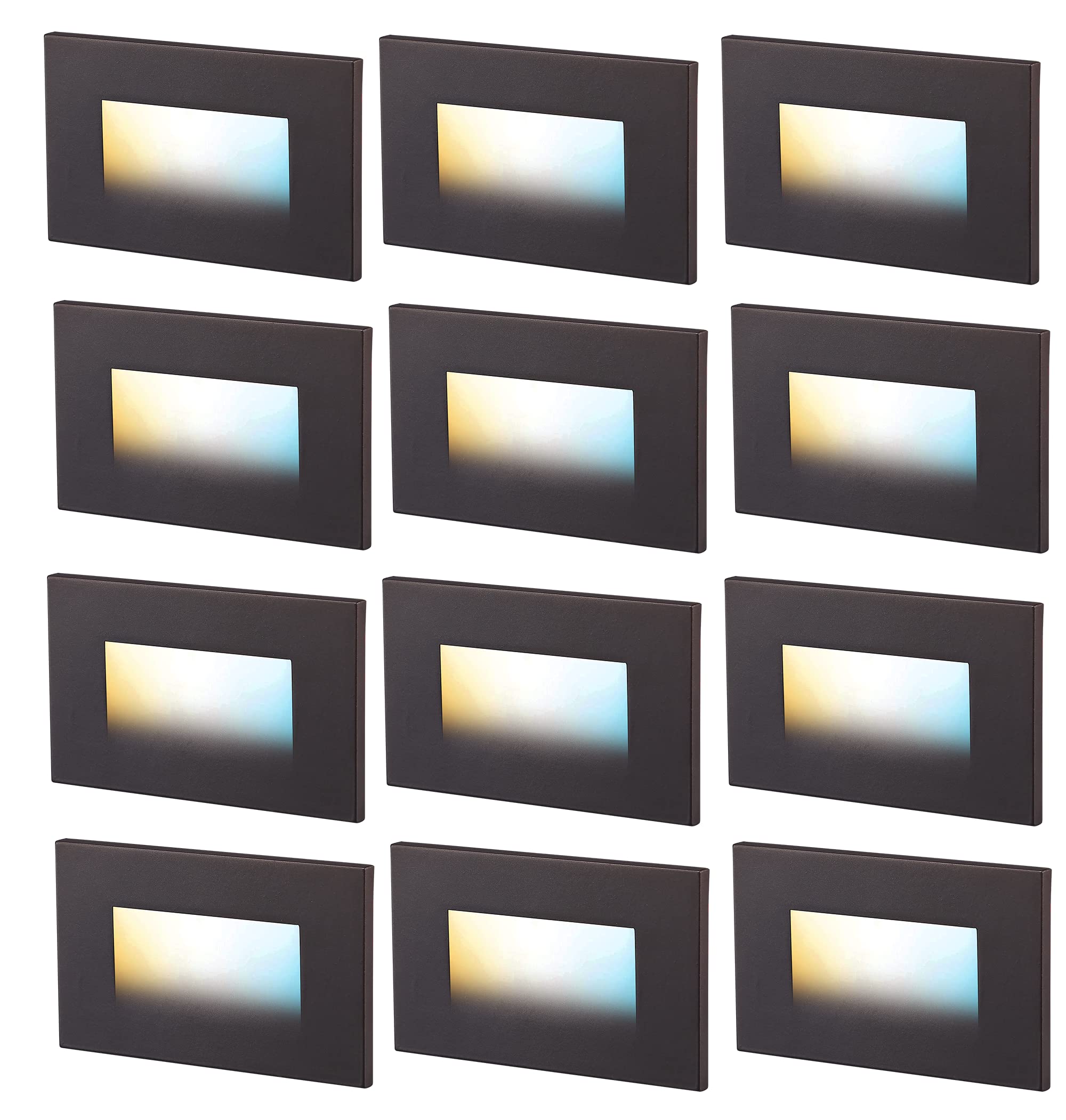 CLOUDY BAY LED Step Light 3W 55lm 3 Color Temperature 120V Oil Rubbed Bronze 4.75 Inch 12 Pack