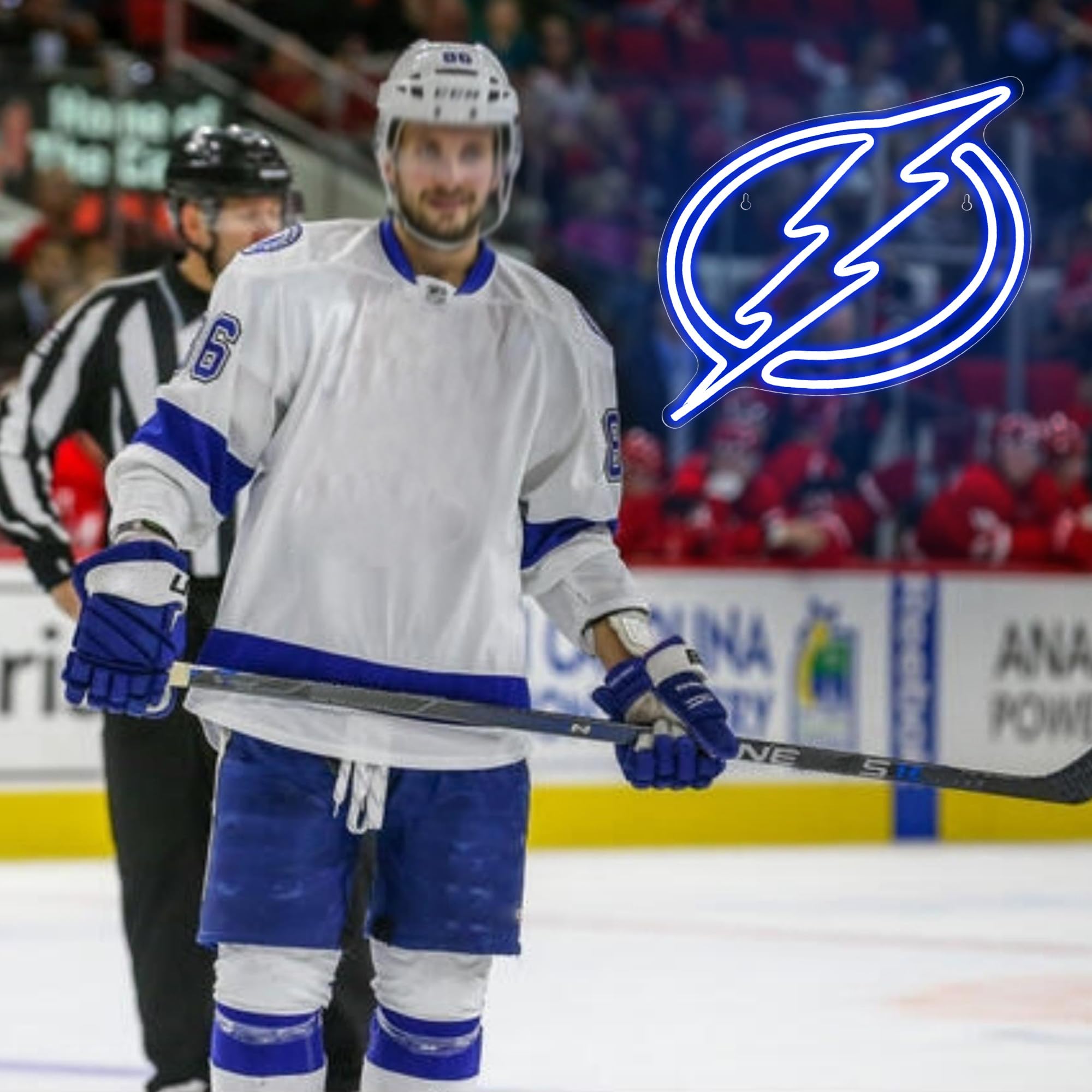 LALAON Ice Hockey Neon Sign Wall Decor LED Light 13.8x12.99in Blue Tampa Model ZKXD10003
