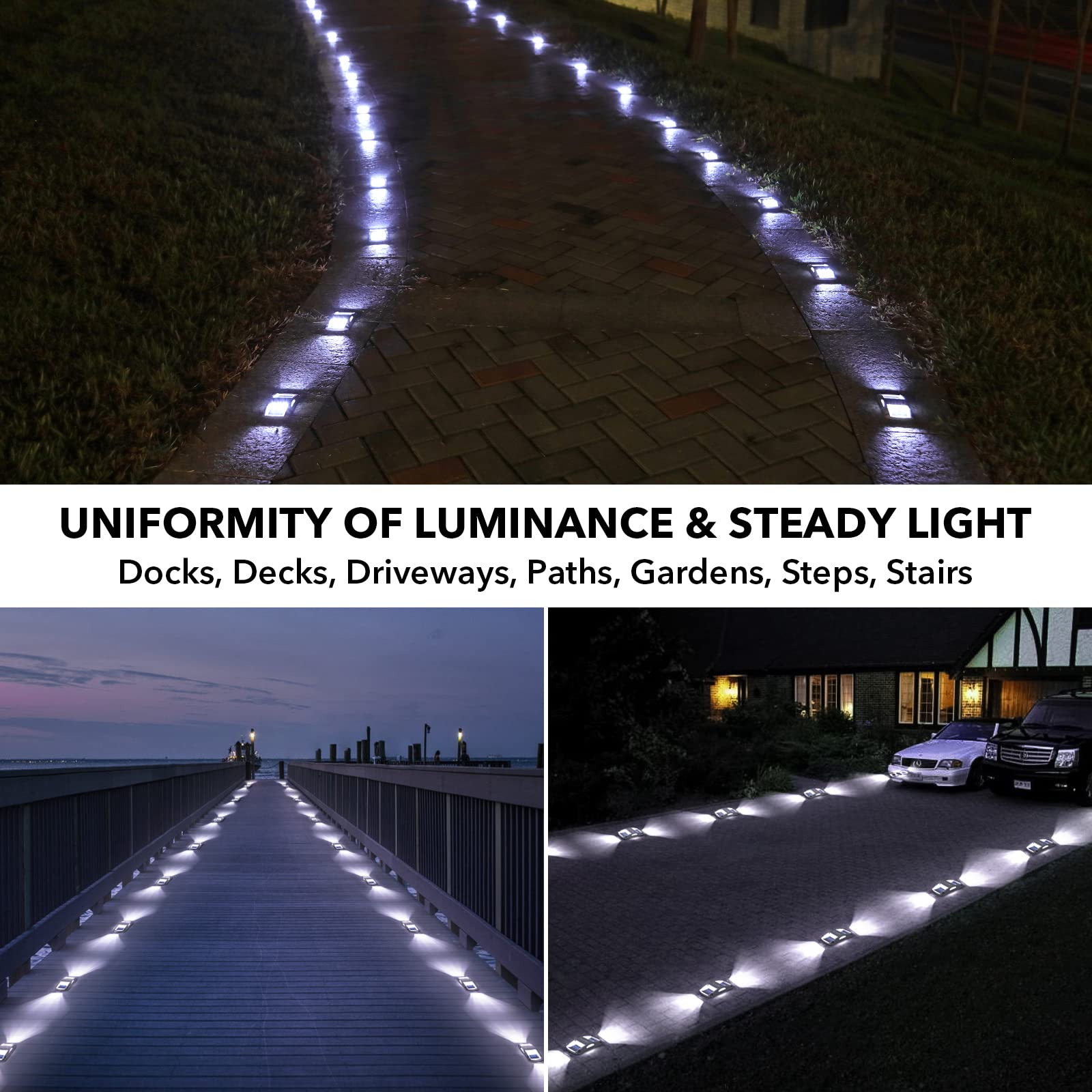 AGPTEK Solar Driveway Lights 12 Pack, Waterproof White LED Outdoor Marker Lights for Pathway, Garden, and Yard