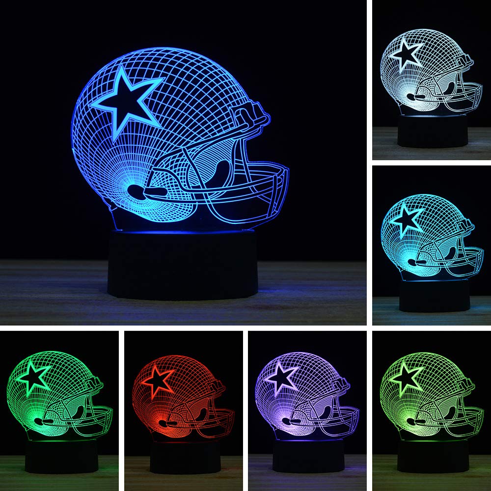 Titiskin 3D Illusion Led Night Light - Touch Switch Usb Table Lamp, 7 Colors, Baseball Helmet Design