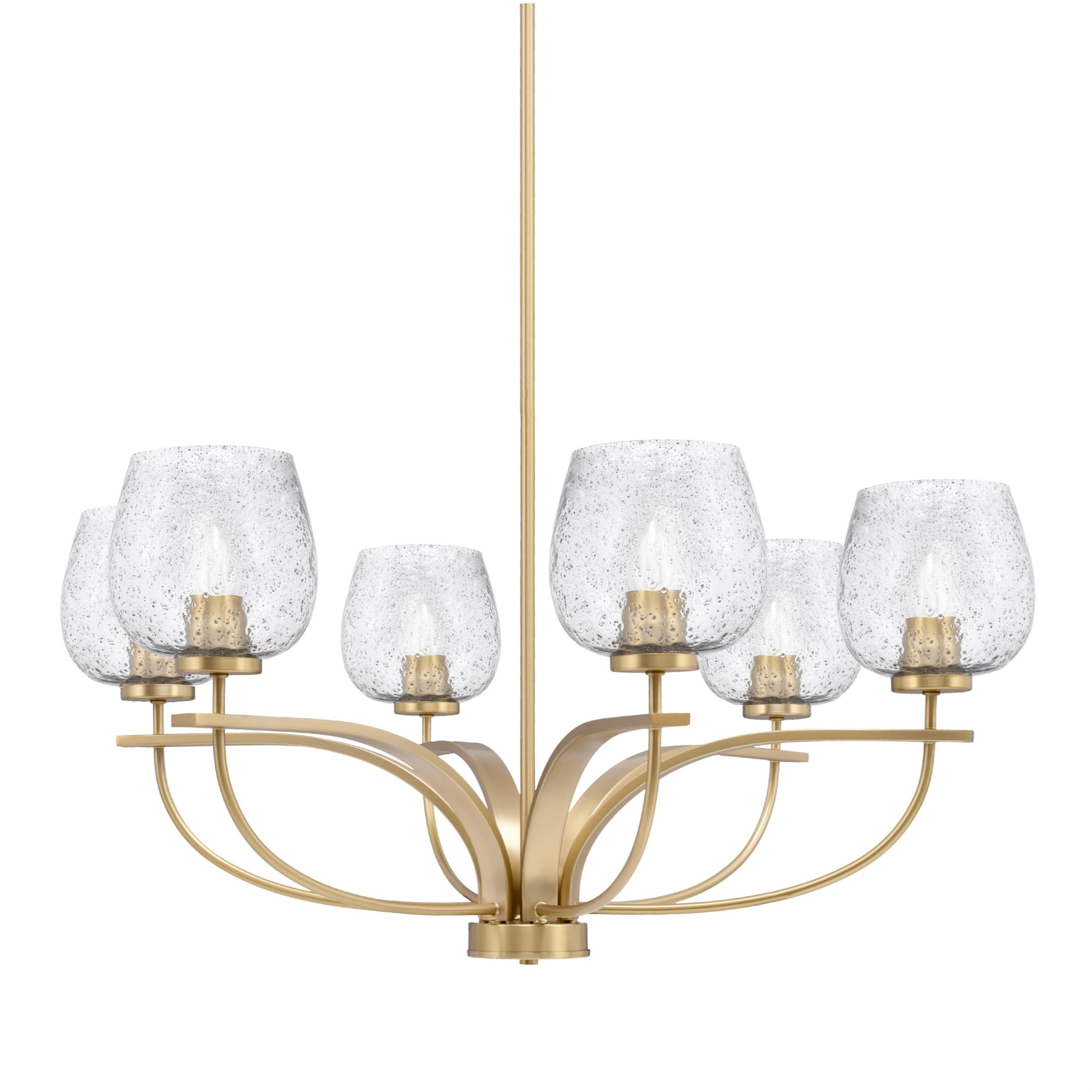 Toltec Lighting Cavella 6 Light Chandelier Shown in New Age Brass Finish with 6&quot; Smoke Bubble Glass