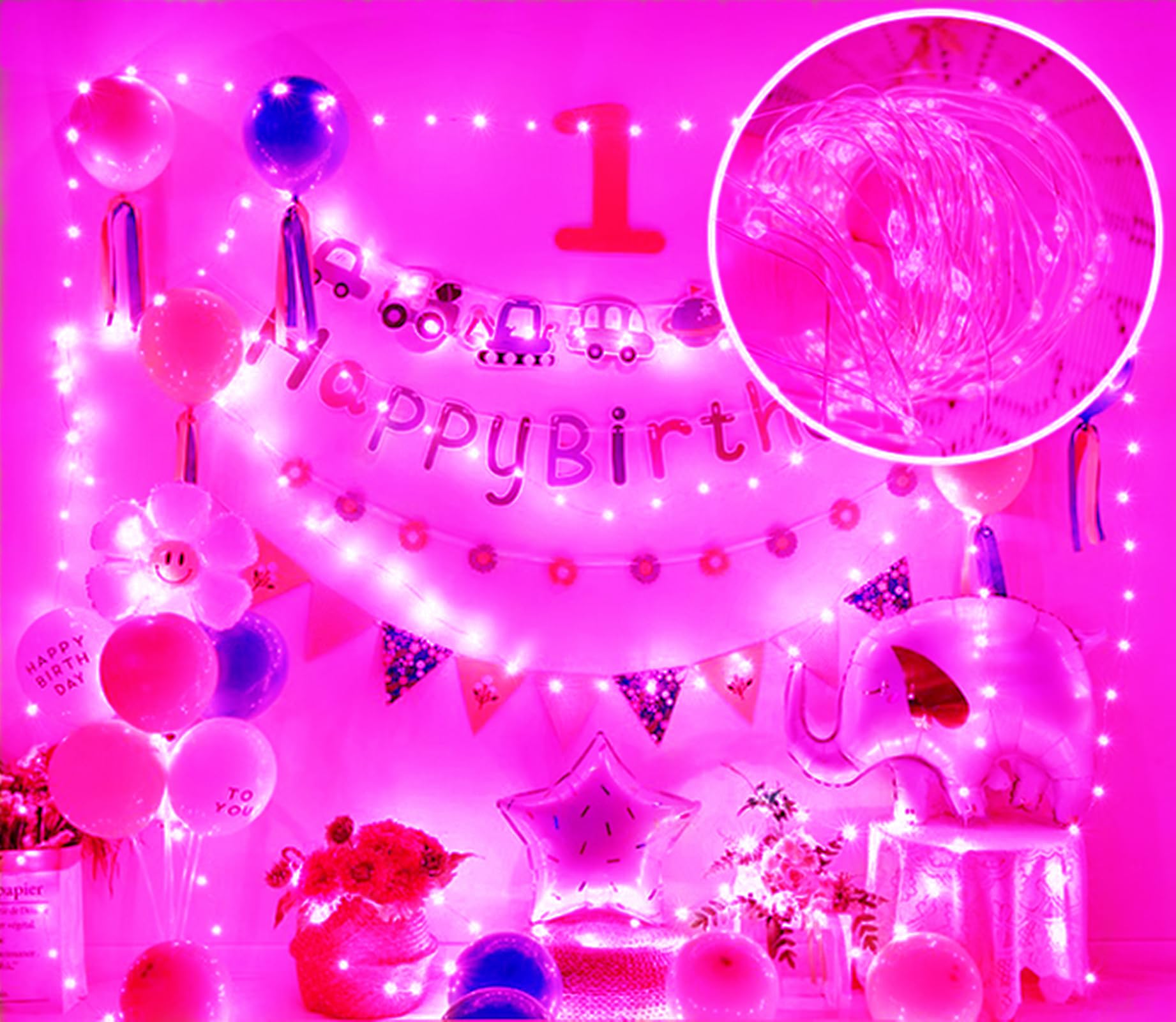 Ranlraka Mini Pink Fairy Lights Battery Operated 7Ft 20Led Silver Wire Fairy String Lights For Christmas Halloween Wedding Party Home Holiday Decor Room Decoration
