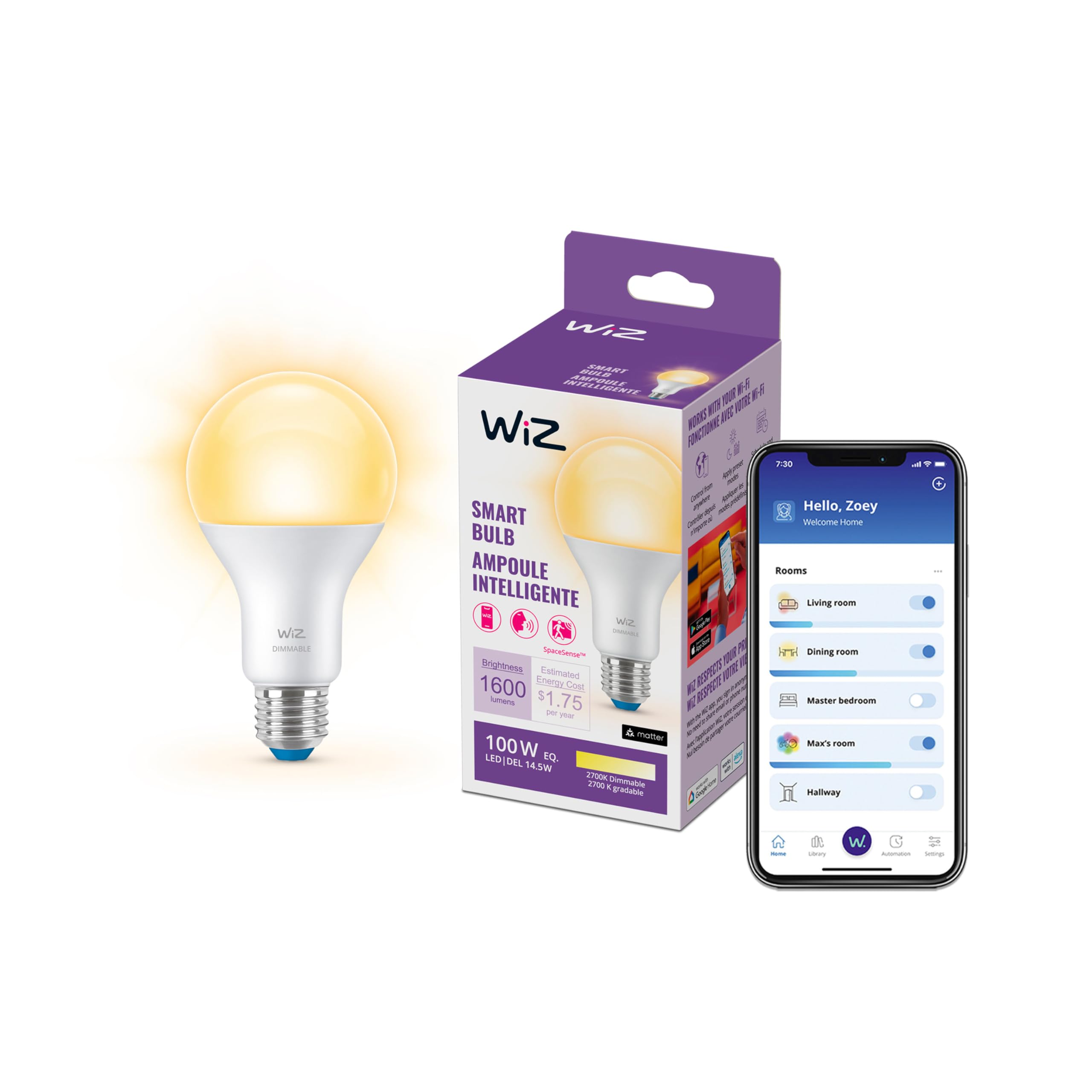 WiZ Connected 100W A21 Soft White LED Smart Bulb 1-Pack - E26- Indoor - Connects to Your Wi-Fi - Control with Voice or App + Act
