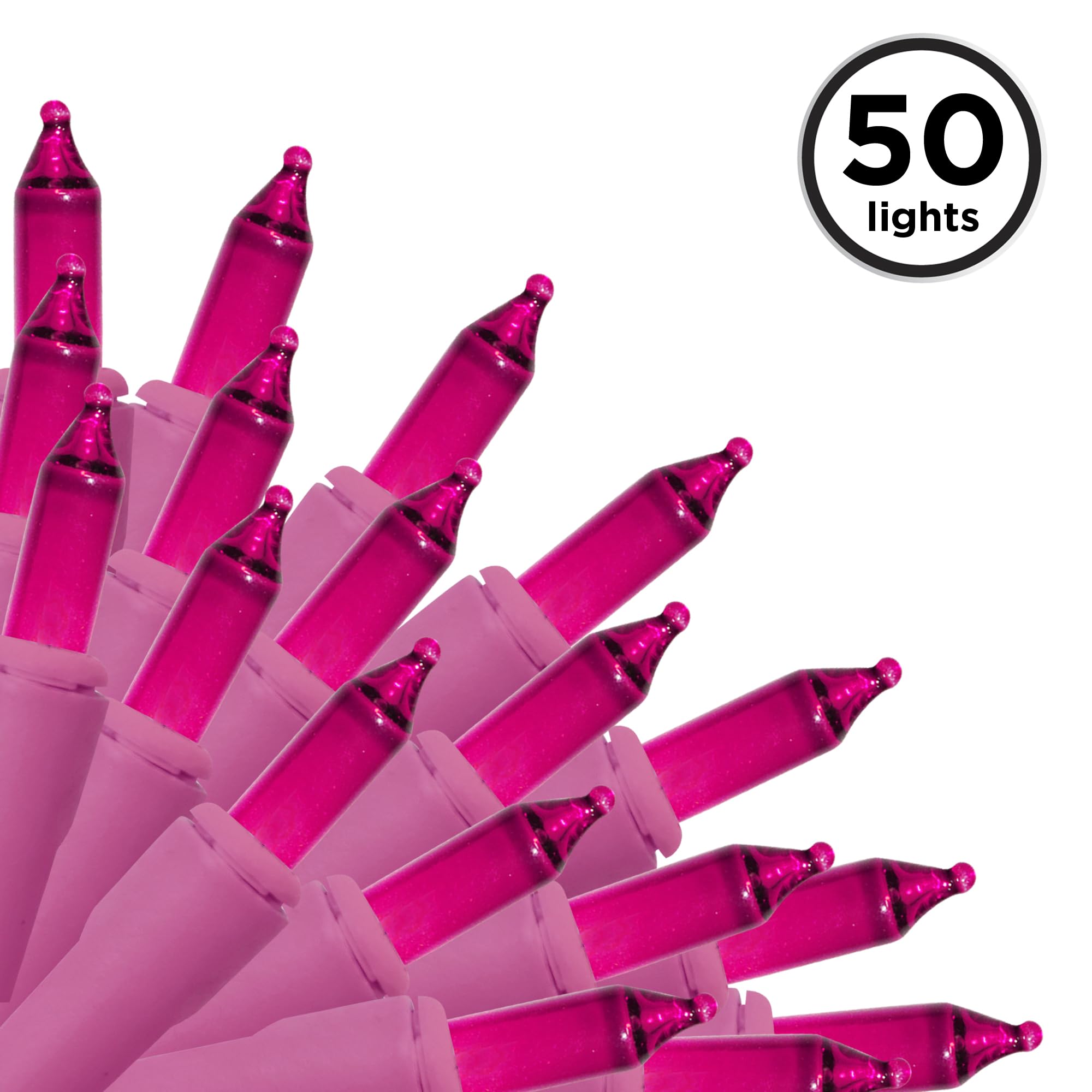 Brite Star 50 Lt Designer Series Mini Light Set, Pink, Pink Wire