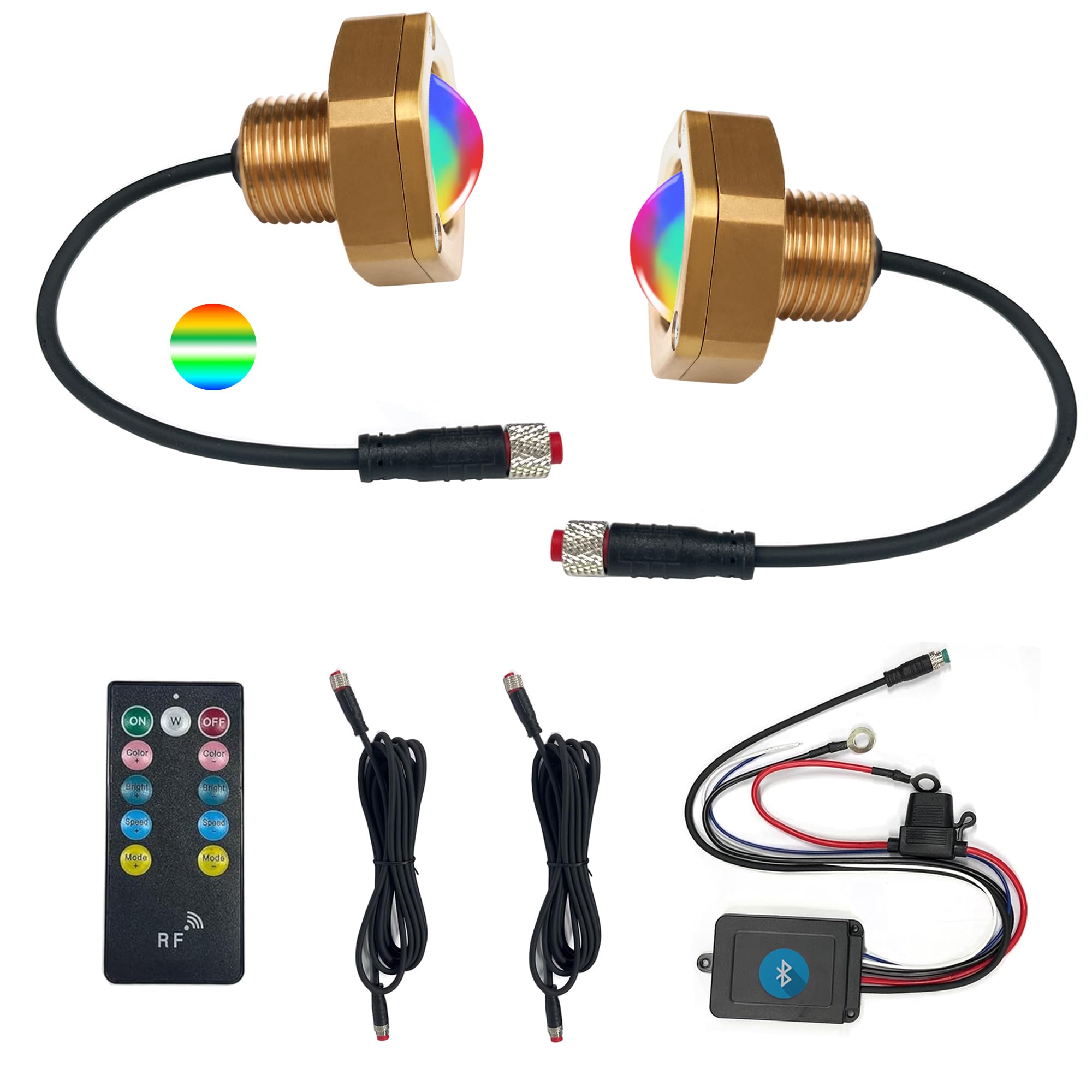 NBWDY 2Pcs Boat Drain Plug Light,RGBW IP68 Underwater Boat Lights with APP Remote Control,Replaces Standard 1/2 NPT Drain Plug f