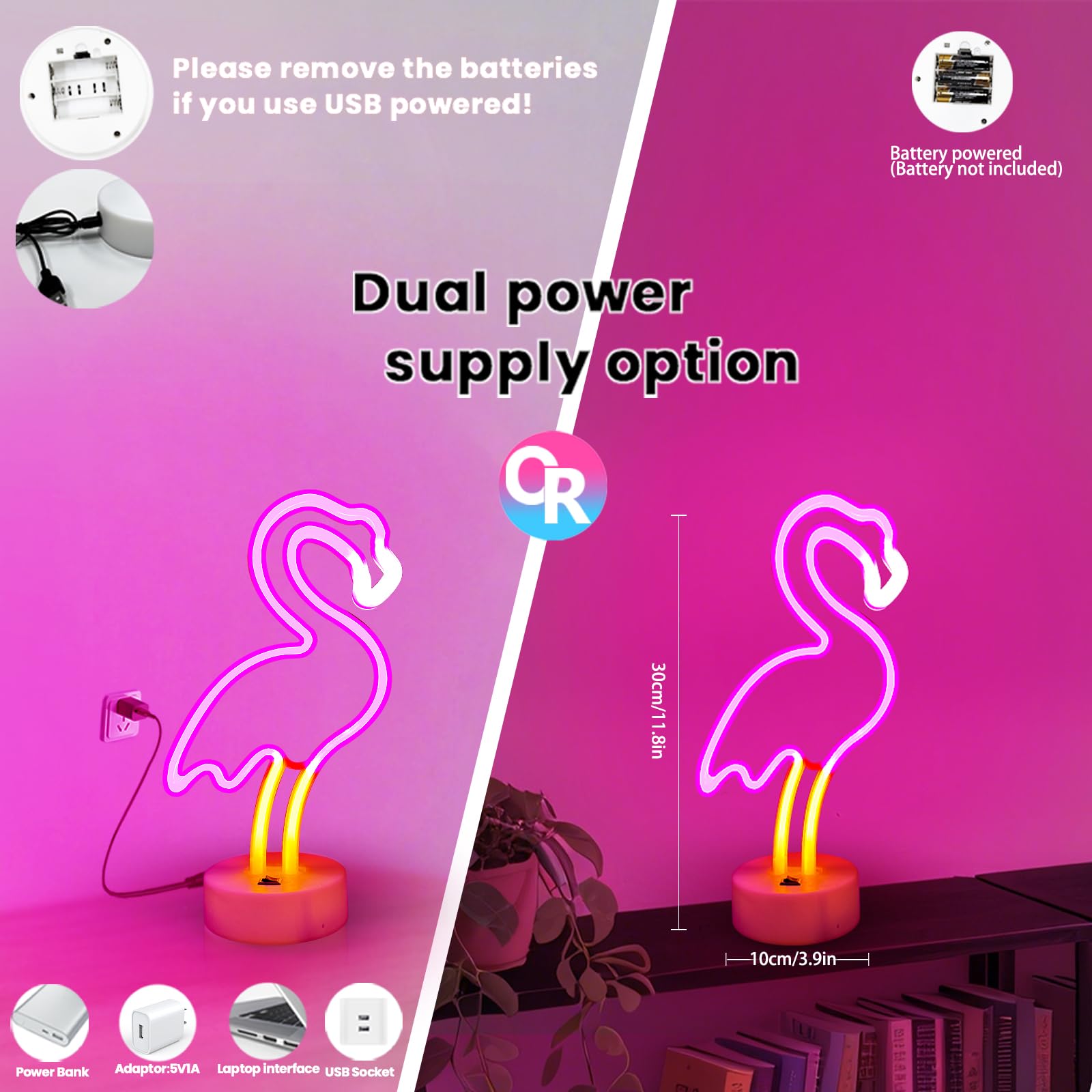 UrsaMajor Neon Signs 2 Pack - Pink Flamingo & Palm Tree, USB/Battery Powered, Energy Efficient Decor for Bedroom, Party, Office, Valentine Gifts