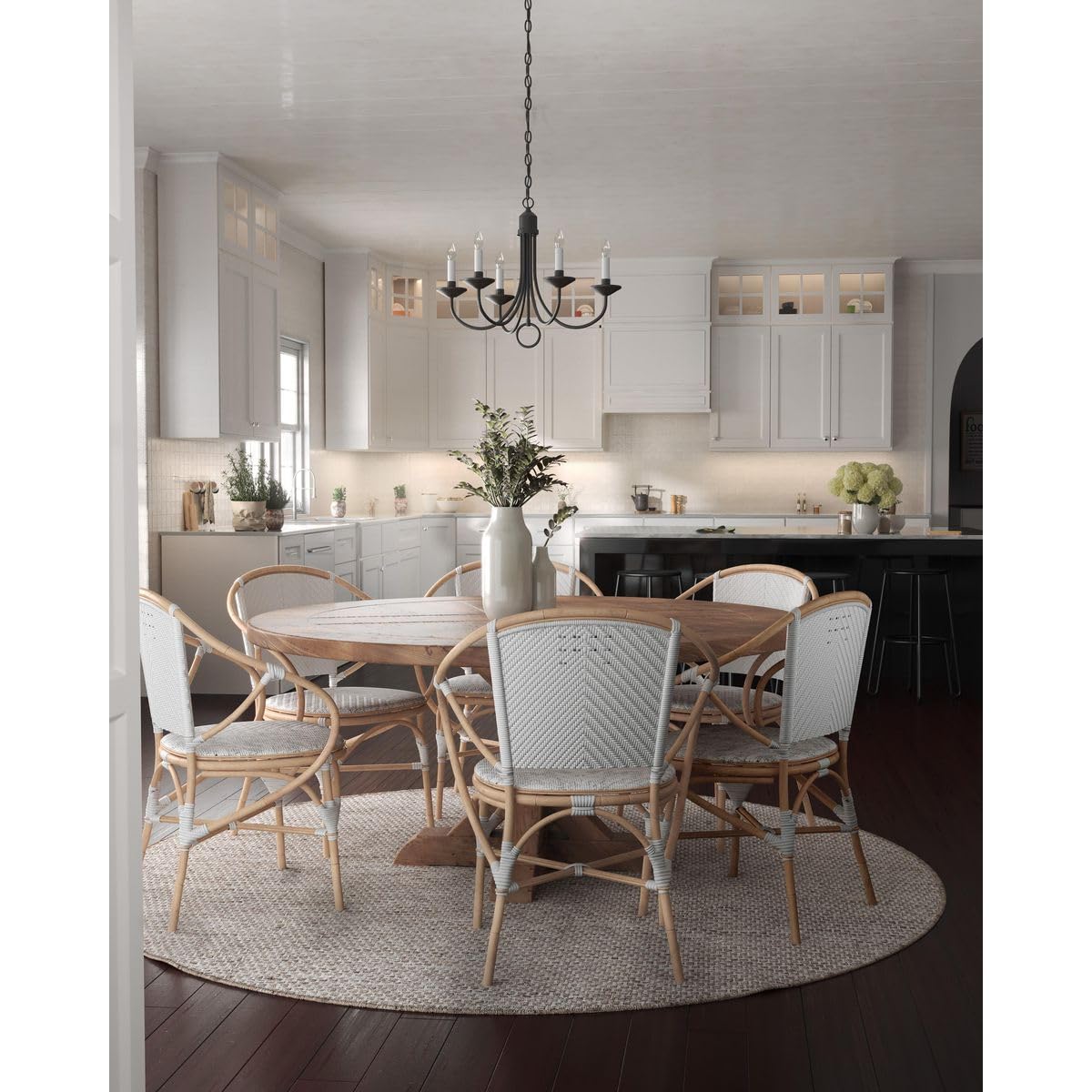 Five-Light White Candles Traditional Chandelier Light Textured Black