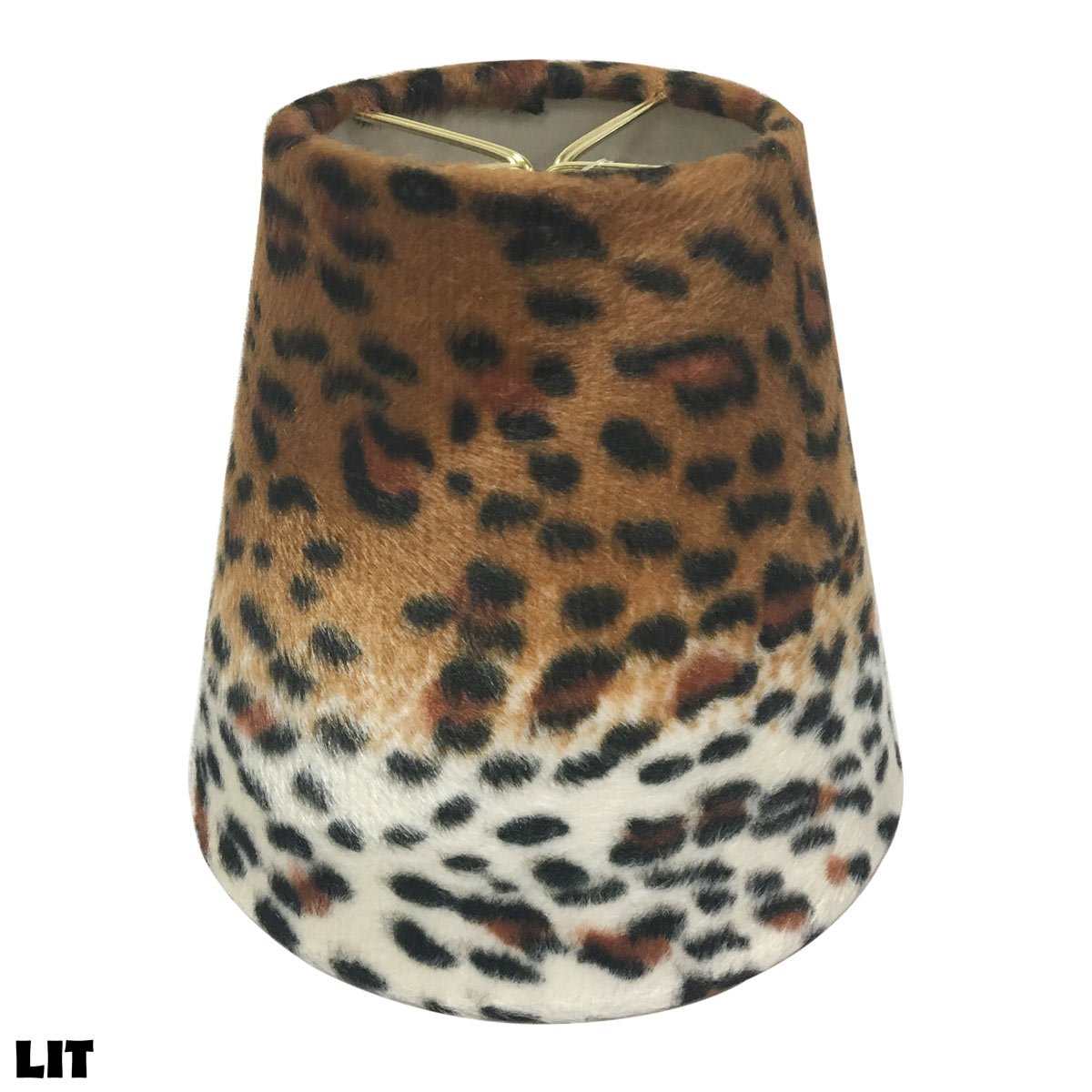 Royal Designs Hardback Chandelier Shade, Leopard Style 2, 3x5x4.5 inches, Silk-Type Fabric, Model CS-958-5-6, Pack of 6