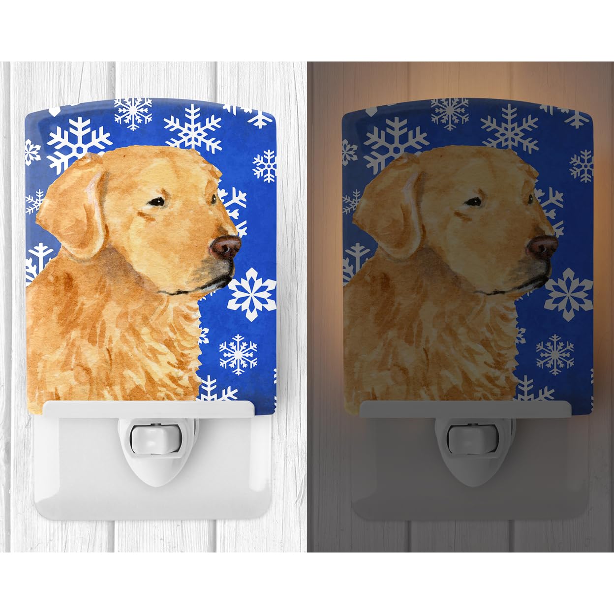Carolines Treasures Ceramic Night Light Golden Retriever Winter Snowflakes 6x4x3 Multicolor Model SS4614CNL