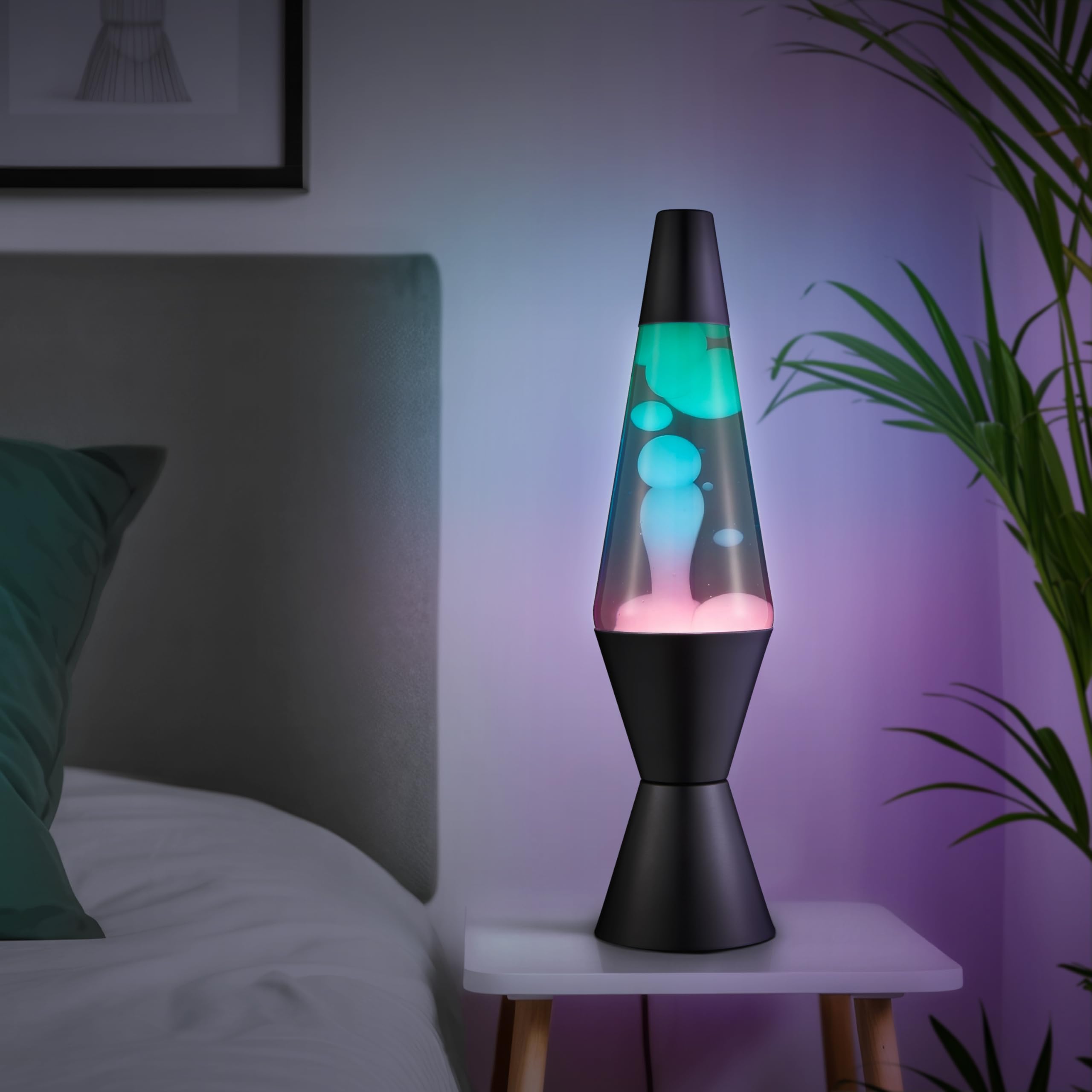 Lava Original Lamp - Classic Liquid Motion - 14.5in - Gunmetal Grey - Tri-Colored Green/Blue/Purple - Model #2098