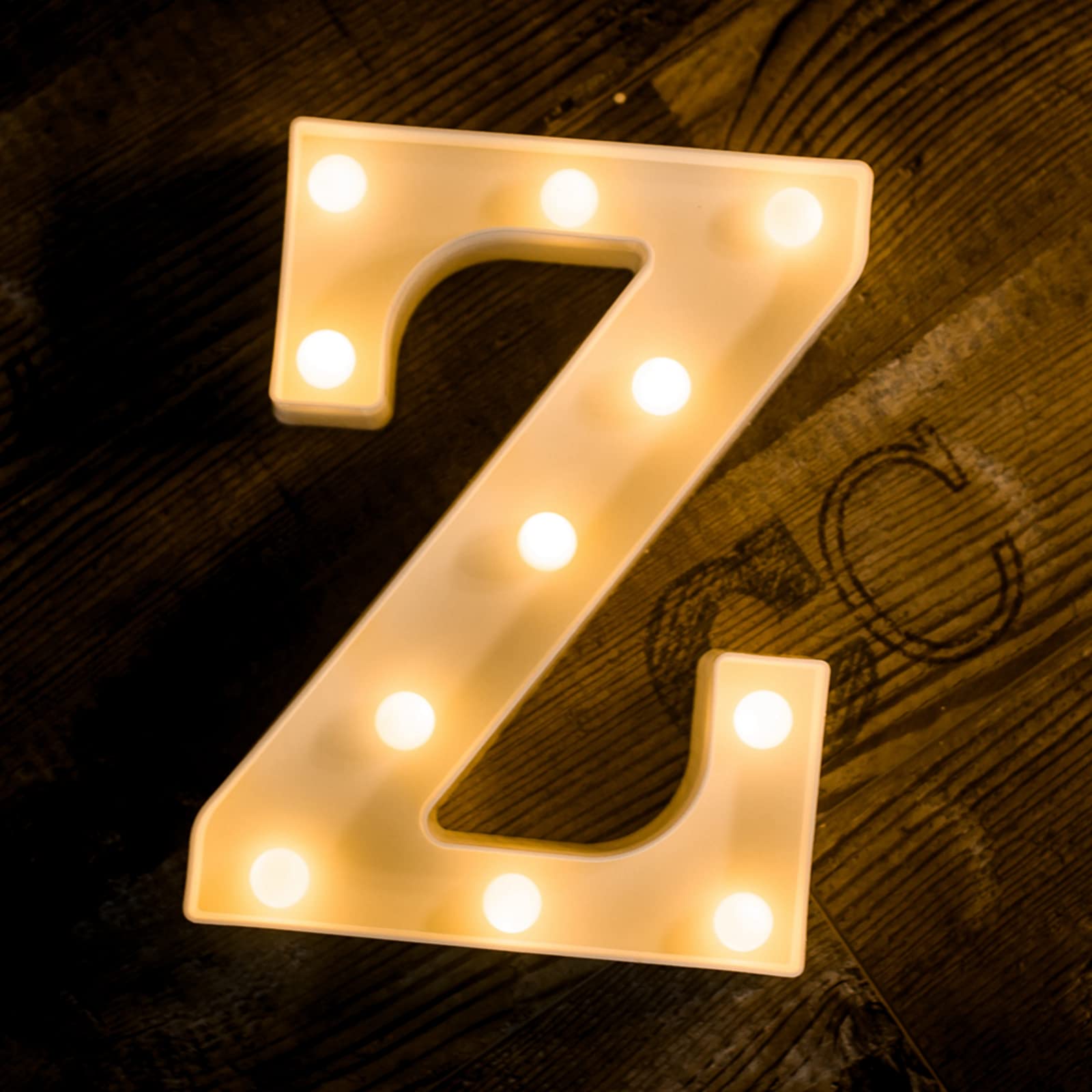 Foaky LED Letter Lights Sign - Battery Powered Night Light for Wedding/Birthday Party - Acrylic Decoration (Z)