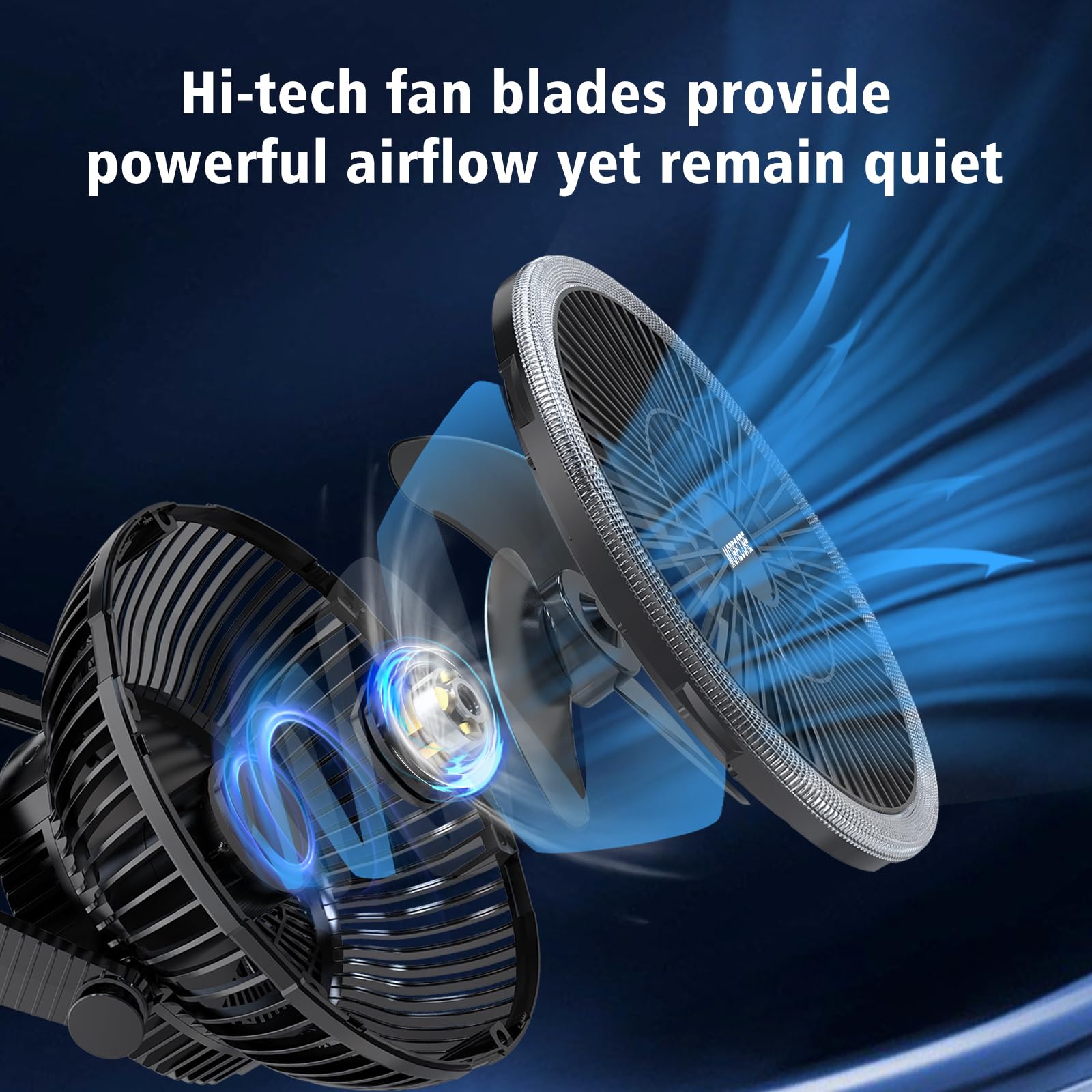MORECORE Camping Fan with LED Lantern - 10000mAh Rechargeable 8" Tent Fan, Lightweight, with Hanging Hook for Outdoor Use
