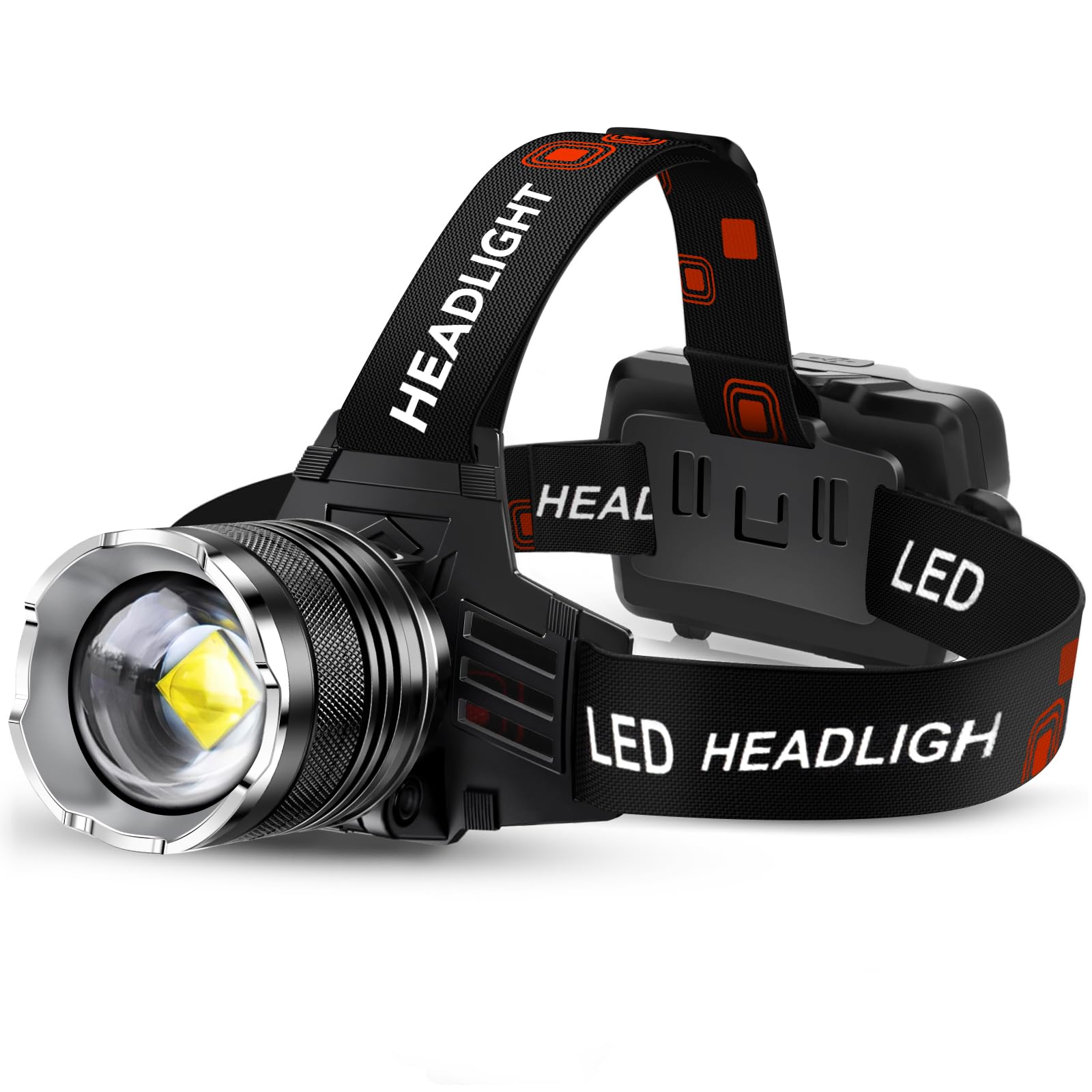 Aknear Led Rechargeable Headlamp 2980 High Lumens, 95 Hours Endurance Head Lamp With Zoomable & 12 Modes & Ipx7 Waterproof & 125