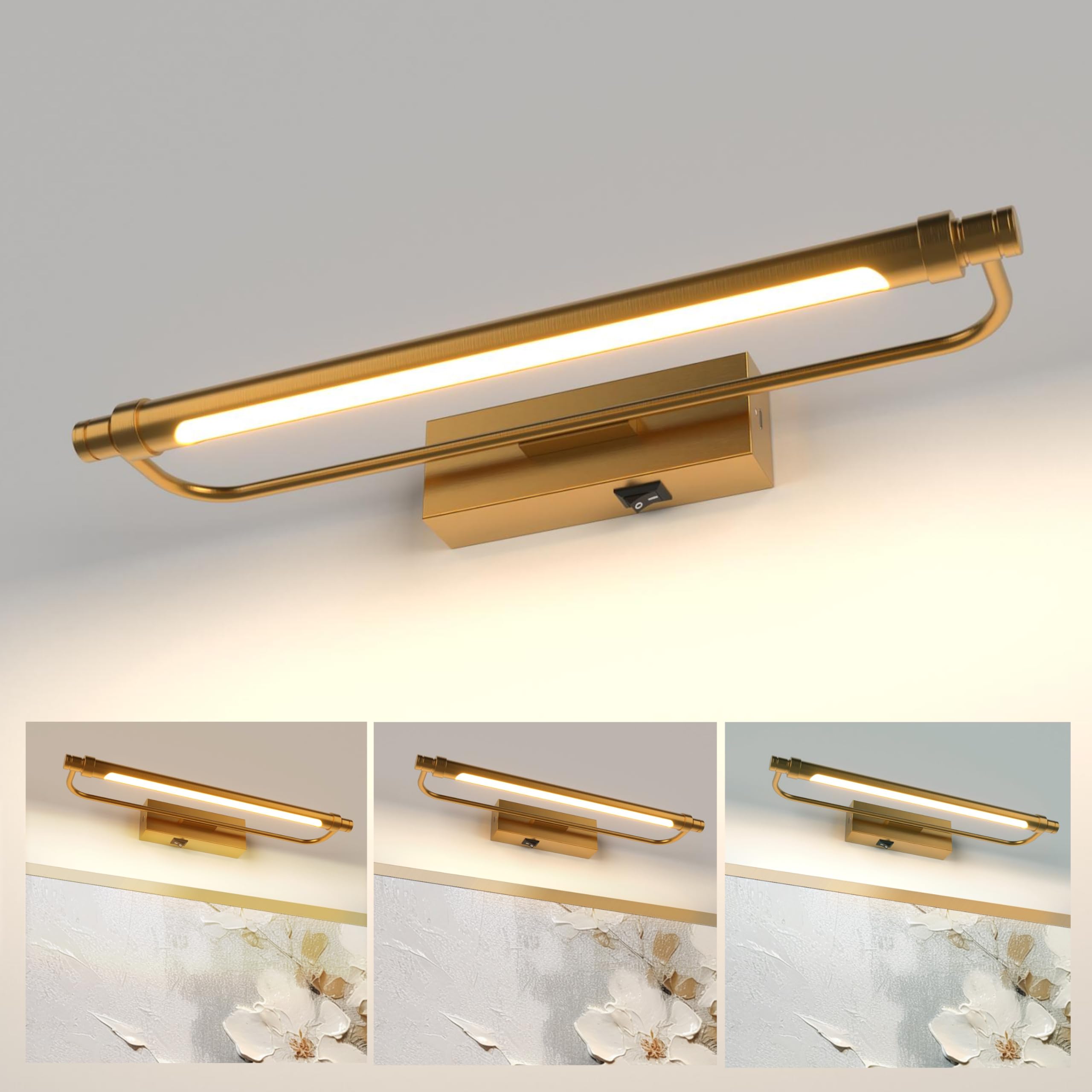 ZitoStory Gold Art Light - 16 Inch Wireless Dimmable Picture Light with Remote, Model 7211-40cm/Gold