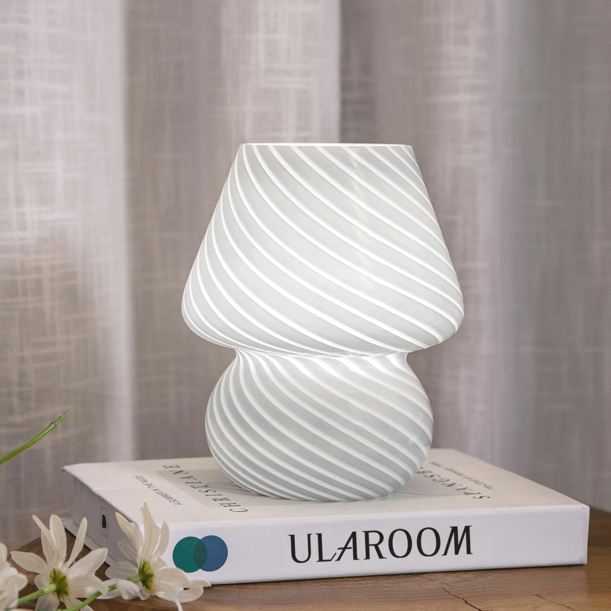 ULAROOM USB Plug-in Mushroom Lamp Small Bedside Table Lamp with 3 Temperature LED Bulb,Free Dimming Nights Light for Bedroom/Liv