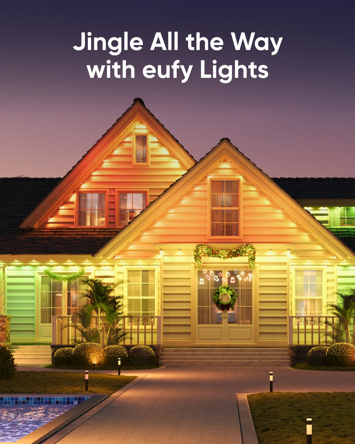 Eufy Permanent Outdoor Lights E22, 100Ft With 60 Triple-Led Lights, Smart Rgbww Christmas Lights, Daily And Holiday, Ip67 Waterp