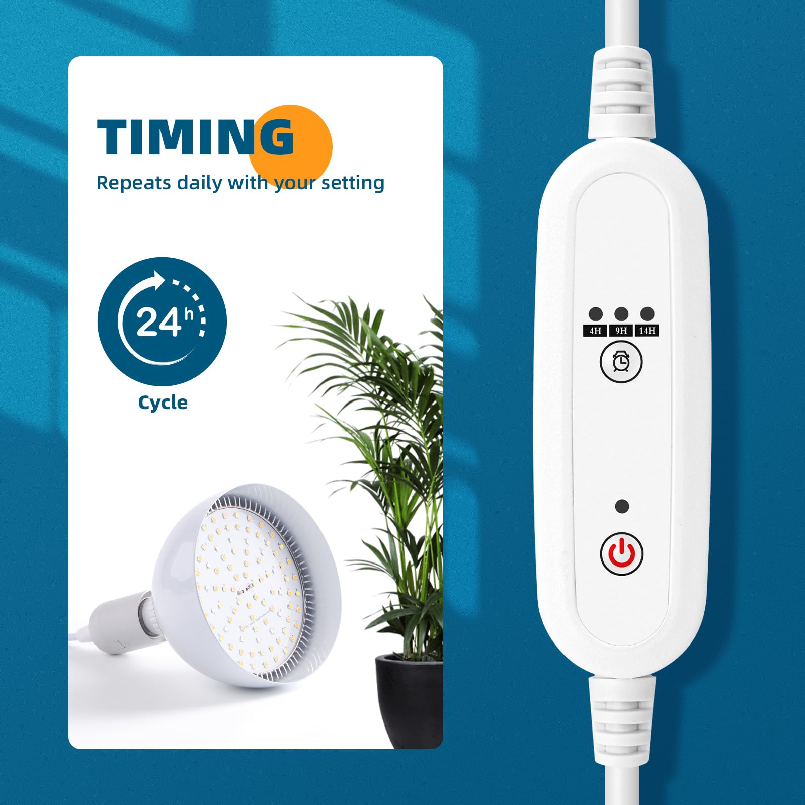 Barrina Hanging Grow Light, 25W Full Spectrum, with Timer, 1-Head, White, Model BLN-GLPAR-1H