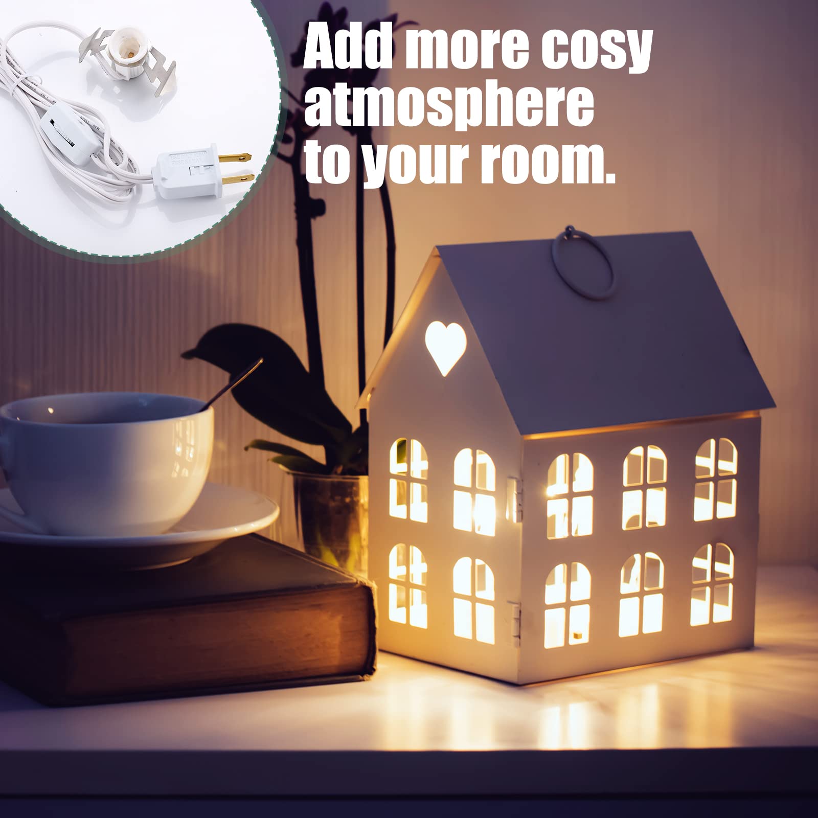 Coume 24 Packs LED Light Bulb Accessory Cord Kit, 6 Ft Warm Light, White