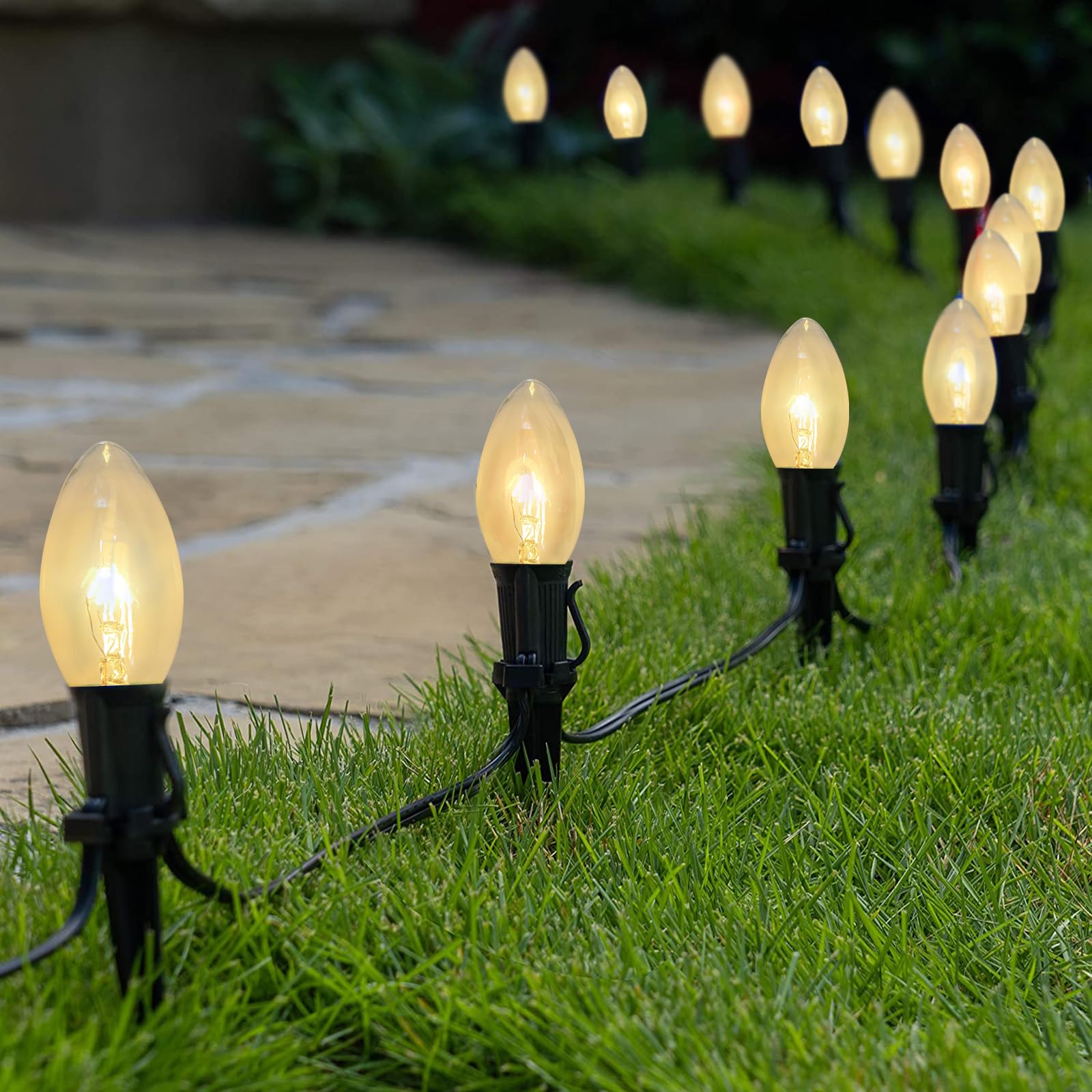 Goothy C9 Clear Christmas String Lights - 25Ft, 26 Warm White Bulbs, Ul Listed For Outdoor Patio Garden Decor