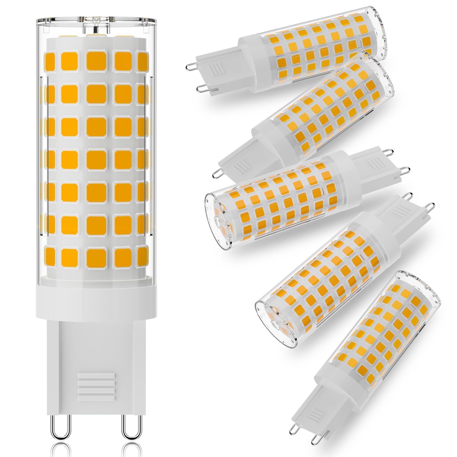 Dumiloo G9 Led Bulb 6W 60W Halogen Equivalent 2700K Warm White High Brightness 600Lm  Ac120V T4 G9 Bulbs With Long Lifespan For Chandeliers Home Lighting G9 Bi-Pin Ceramic Base Non-Dimmable 6 Pack