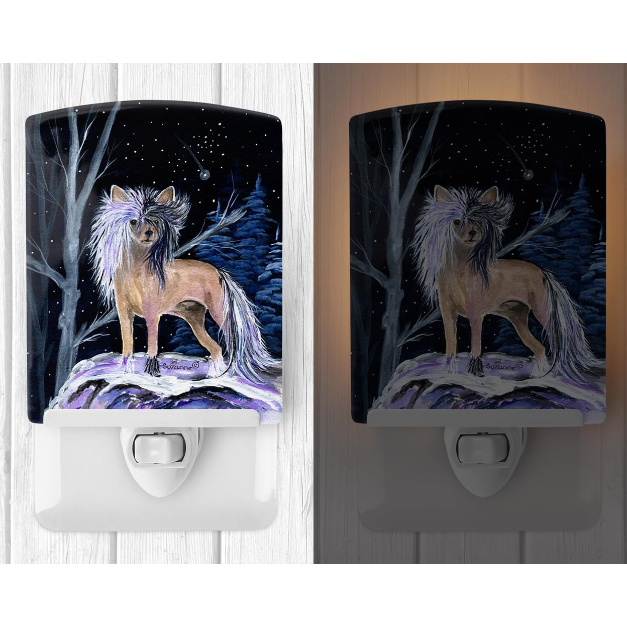 Carolines Treasures Ceramic Night Light, Starry Night Design, UL-Certified, 6x4x3 inches, Multicolor, Model SS8390CNL