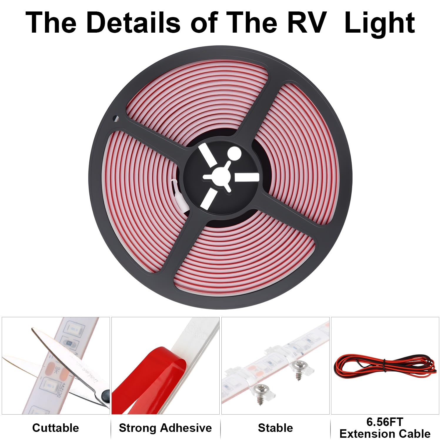 CCBASEBALL 20FT RV Awning Lights - 12V Blue LED Strip, IP68 Waterproof, Silicone for Motorhome, Trailers, Food Trucks