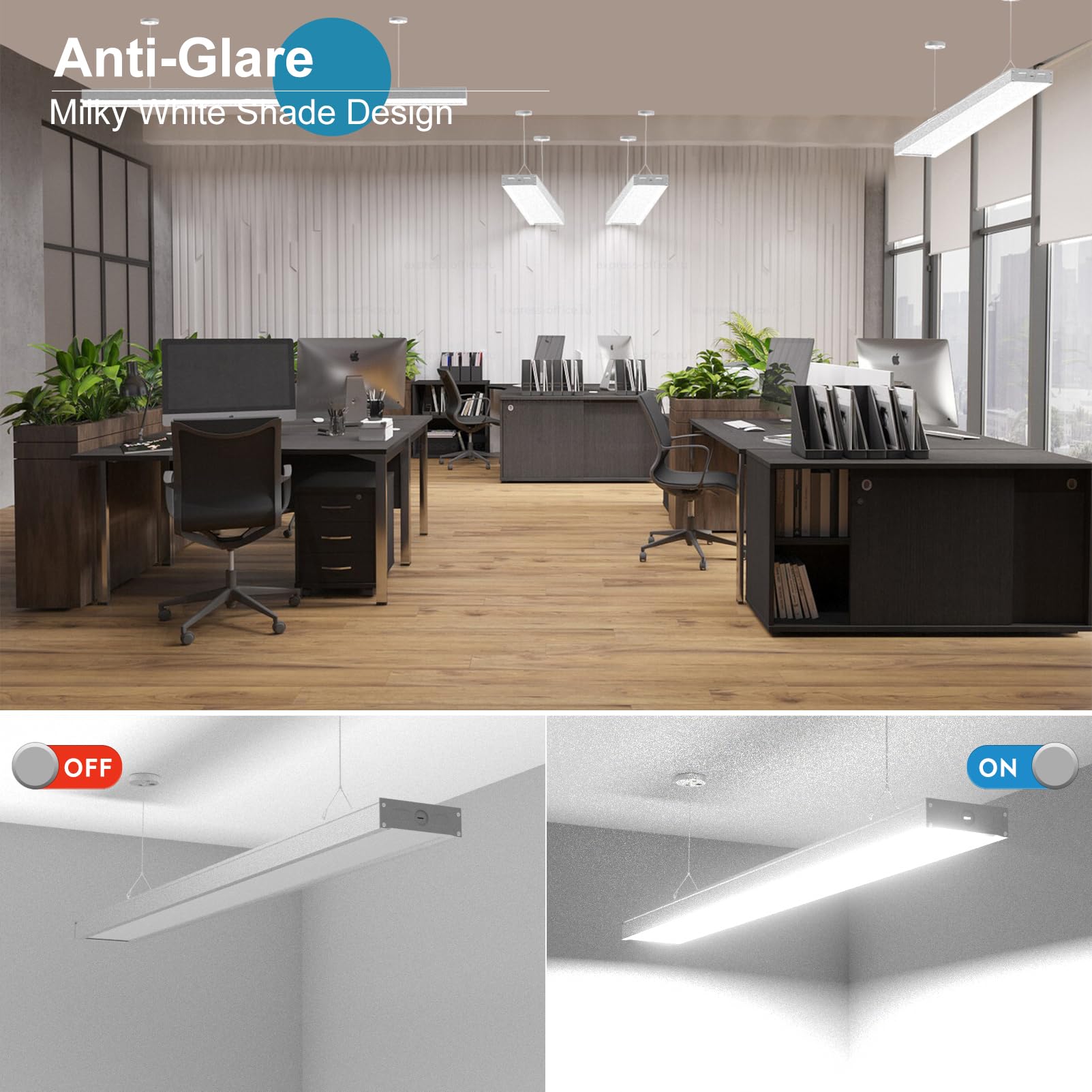 Lightdot 1Pack 4FT-5IN LED Wraparound Shop Lights, 50W 7000LM [Eqv. 400W] 3000/4000/5000K Adjustable, 4FT LED Shop Light Fixture