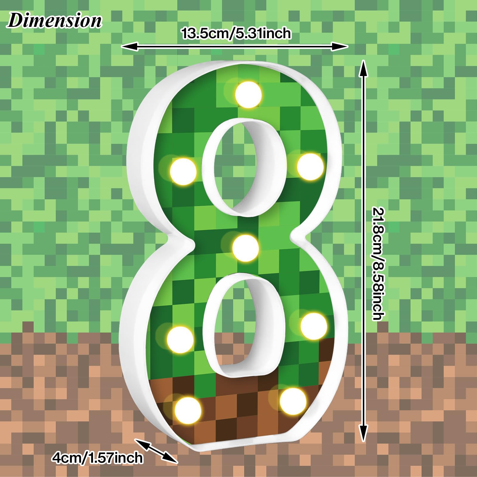 Axbmm 8.5'' Pixel Game Light Up Numbers Pixel Game Birthday Decorations Happy Birthday Light Up Sign Pixel Pattern Game Theme Ni