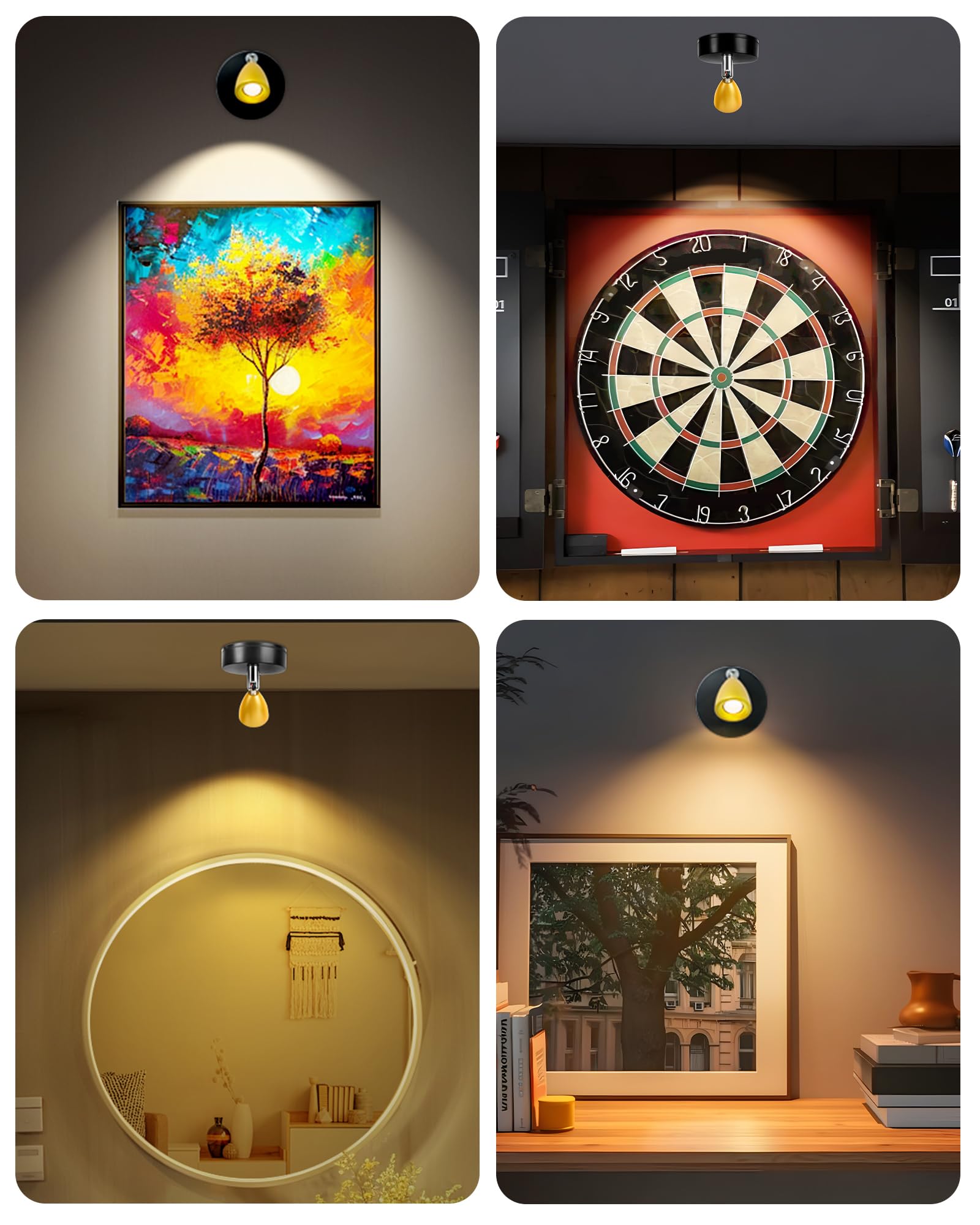 4 Pack Spot Lights Indoor, Rechargeable Wireless Plant Spotlight Indoor, 3 Cct Battery Operated Mini Spotlight, Ambient Lighting