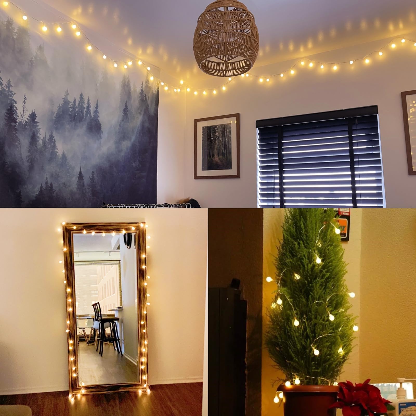 Lighting EVER Globe String Lights, 50 LED, 16.4ft, Warm White, Battery Operated with Remote & Timer, Model 4300025-WW